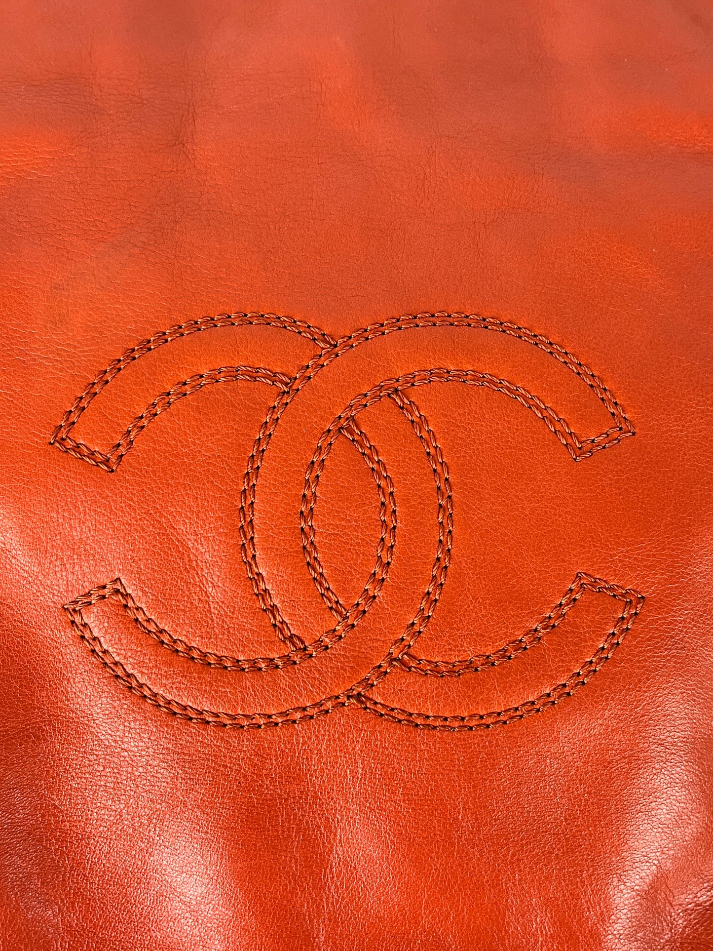 Vintage Chanel CC Brown Leather Tortoise Chain Strap Tote Bag