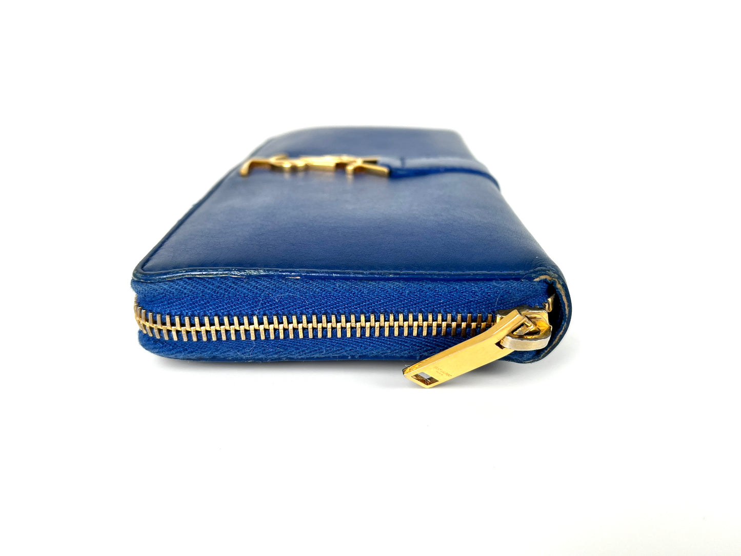 Saint Laurent YSL Blue Leather Long Continental Zip Wallet