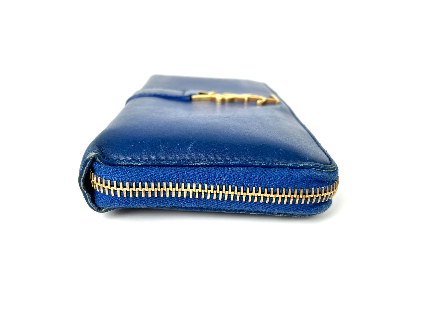 Saint Laurent YSL Blue Leather Long Continental Zip Wallet