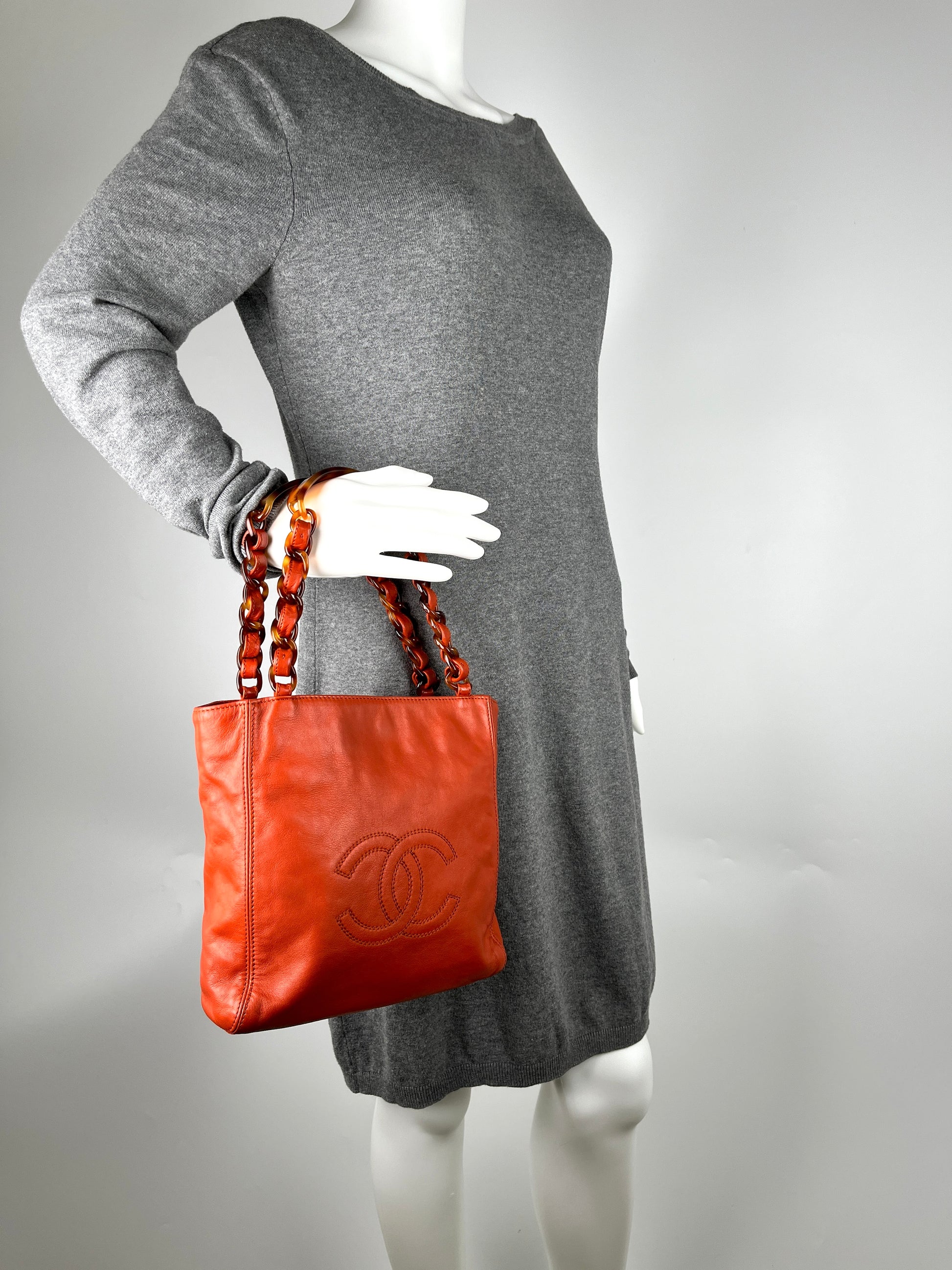 Chanel Tortoise Shell Tote Bag Vintage Chanel CC Shopping Tote