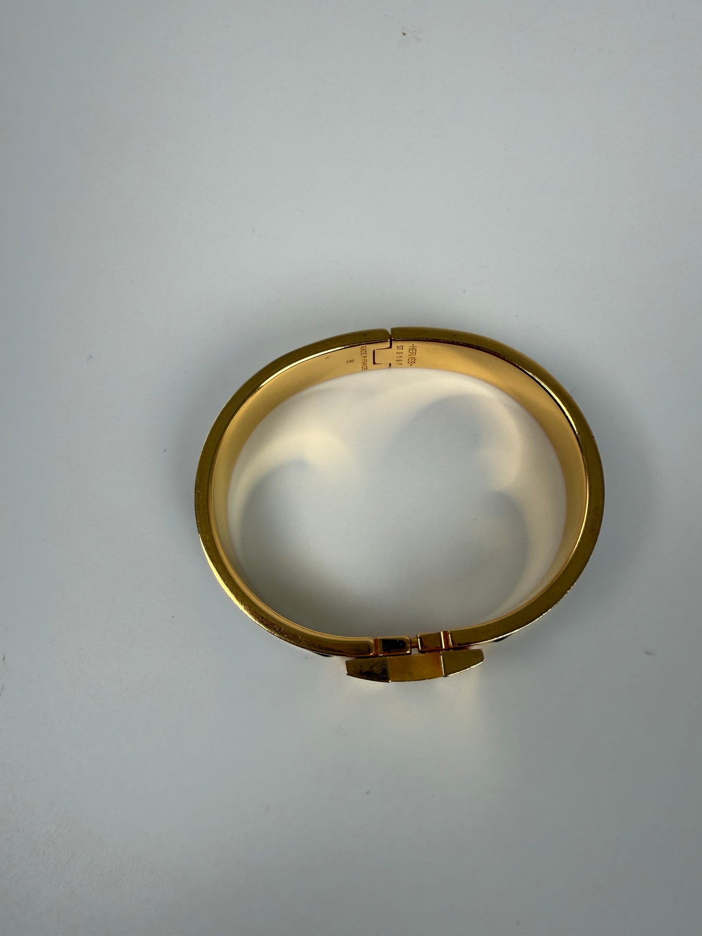 HERMES Clic Clac H Enamel Black Yellow Gold Plated Hardware PM
