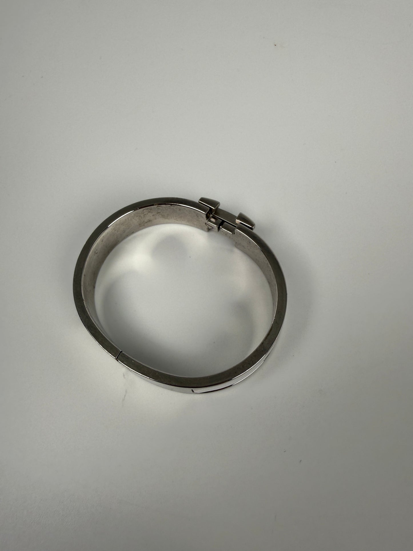 HERMES Clic Clac H Enamel White Palladium Plated Hardware PM
