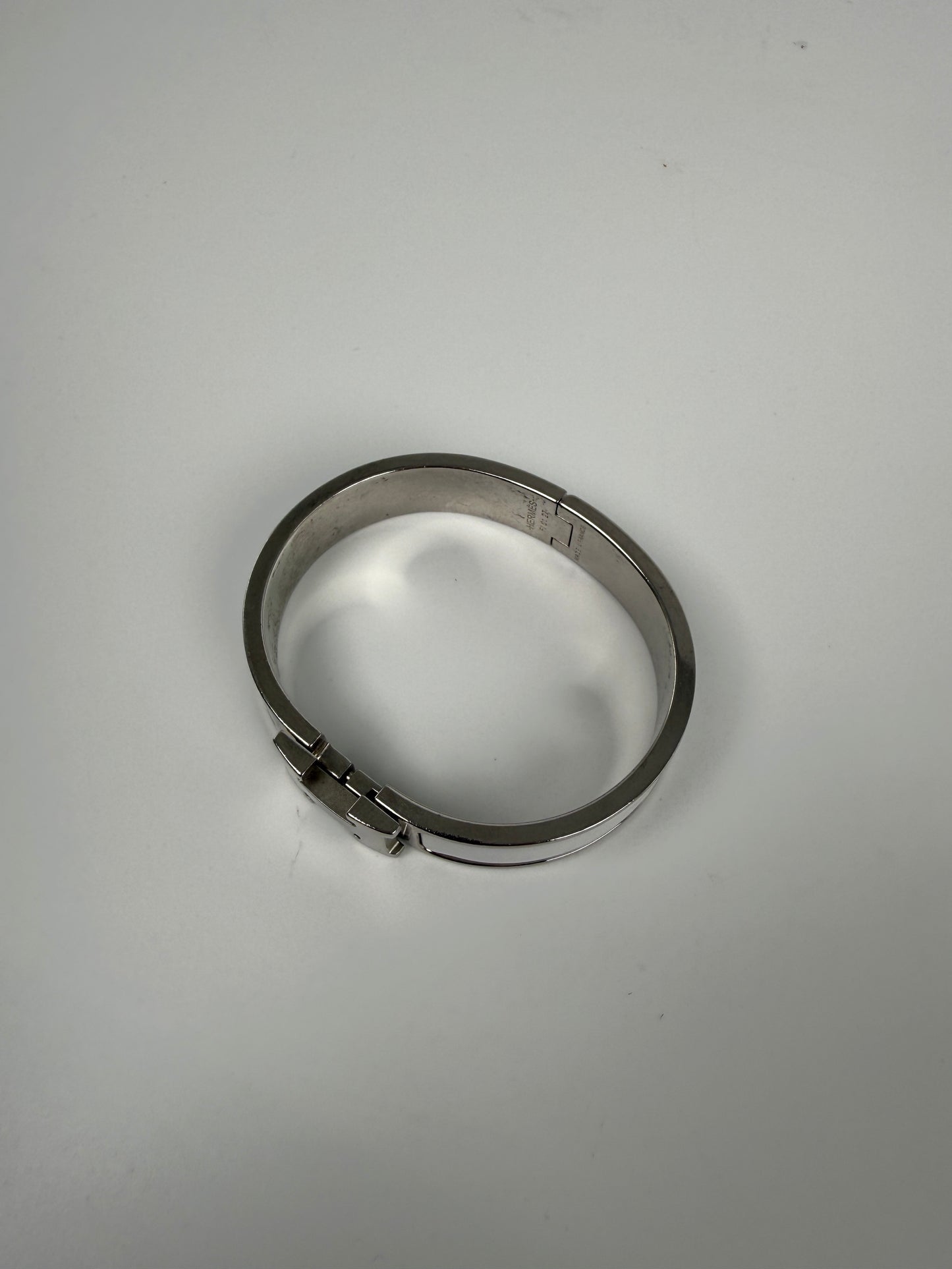HERMES Clic Clac H Enamel White Palladium Plated Hardware PM