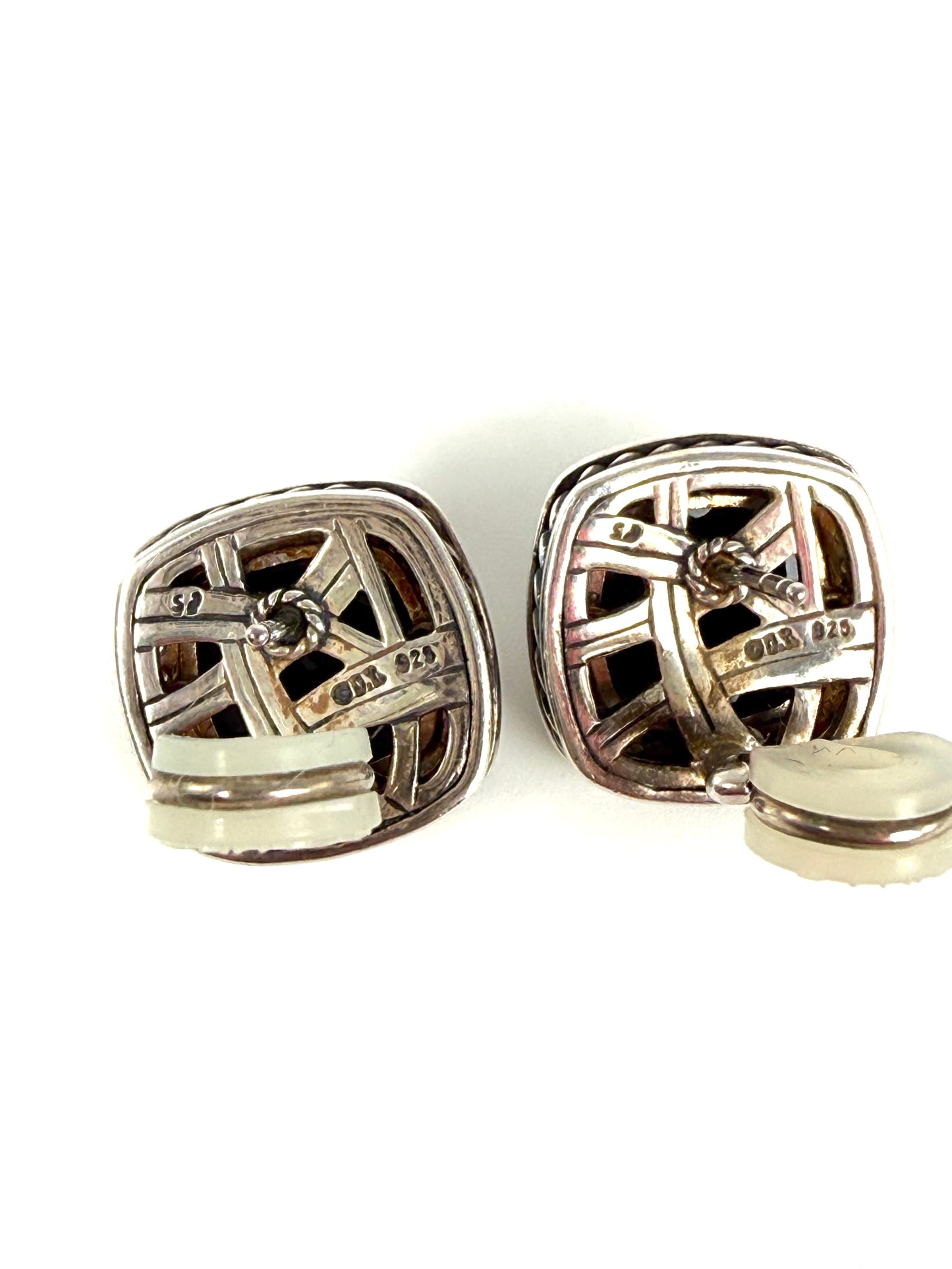 DAVID YURMAN Albion Onyx Diamond Sterling Silver Stud Earrings