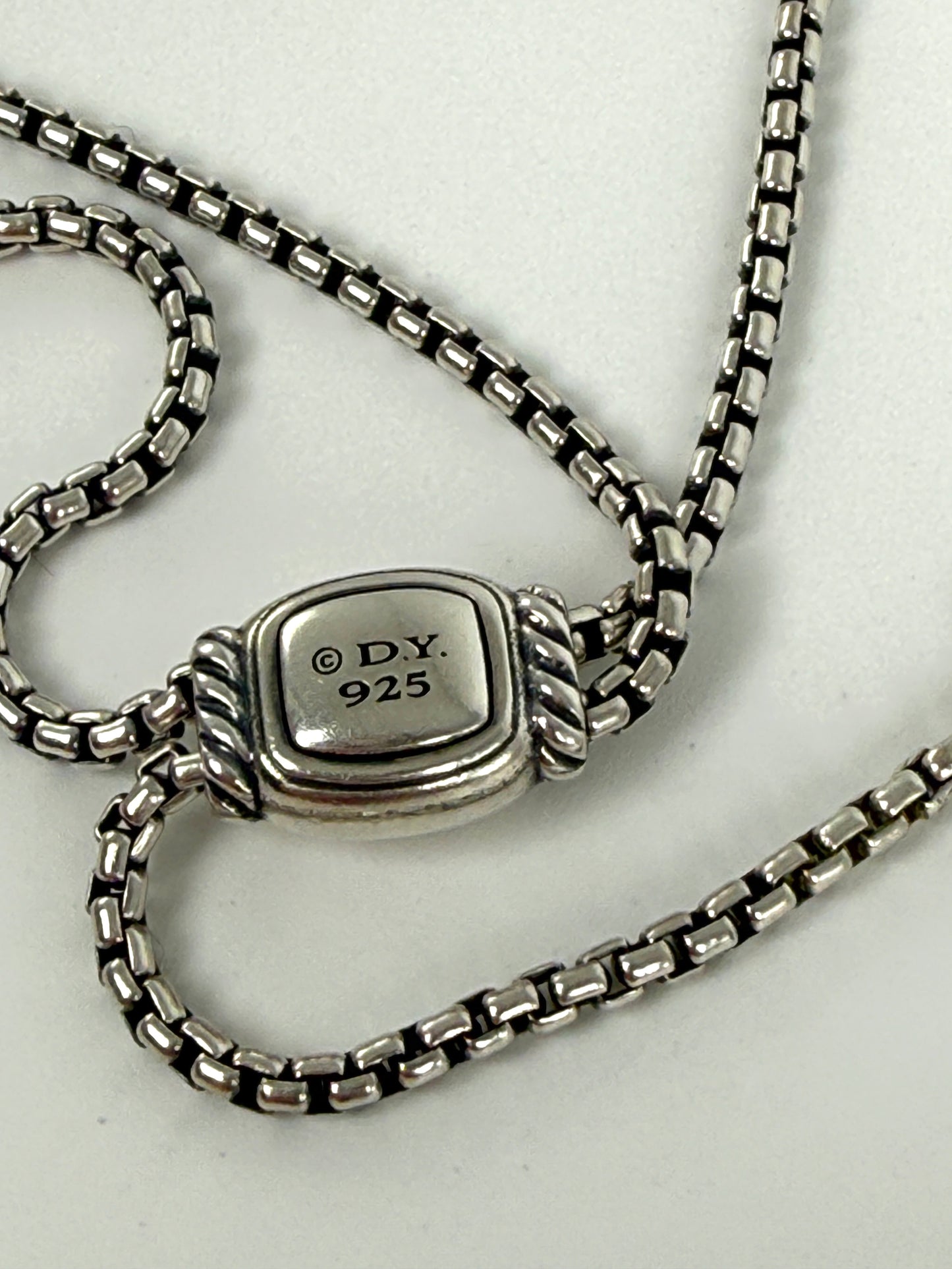 DAVID YURMAN Open Heart Cable Collectibles Station Diamond Sterling Silver Chain Adjustable Bracelet
