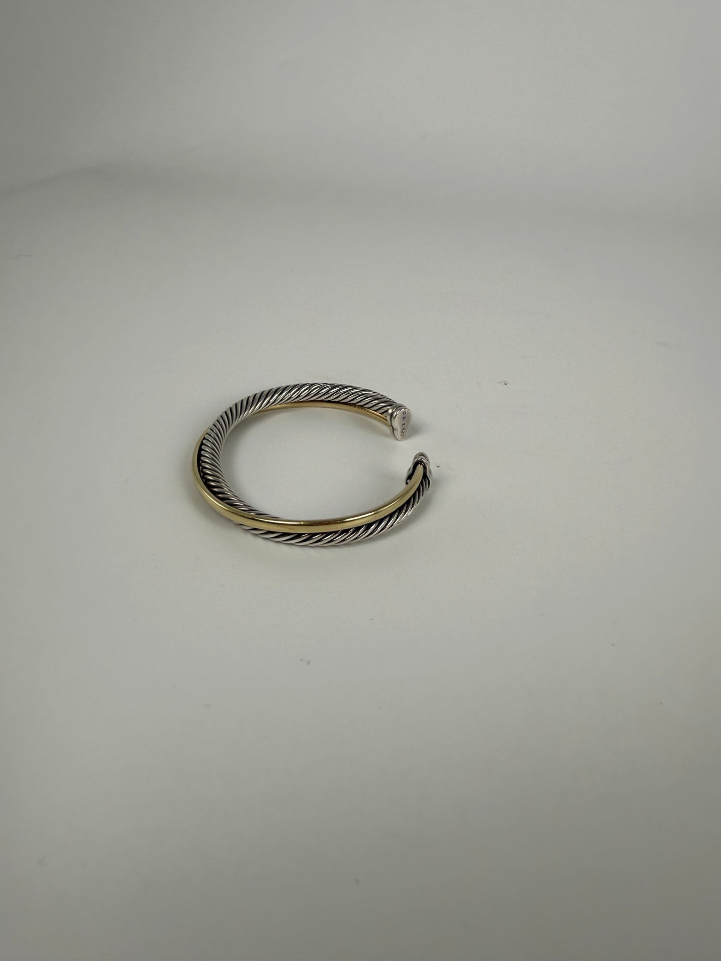 DAVID YURMAN Cable Crossover Two Tone Two Row Sterling Silver 18k Yellow Gold Cuff Bracelet S