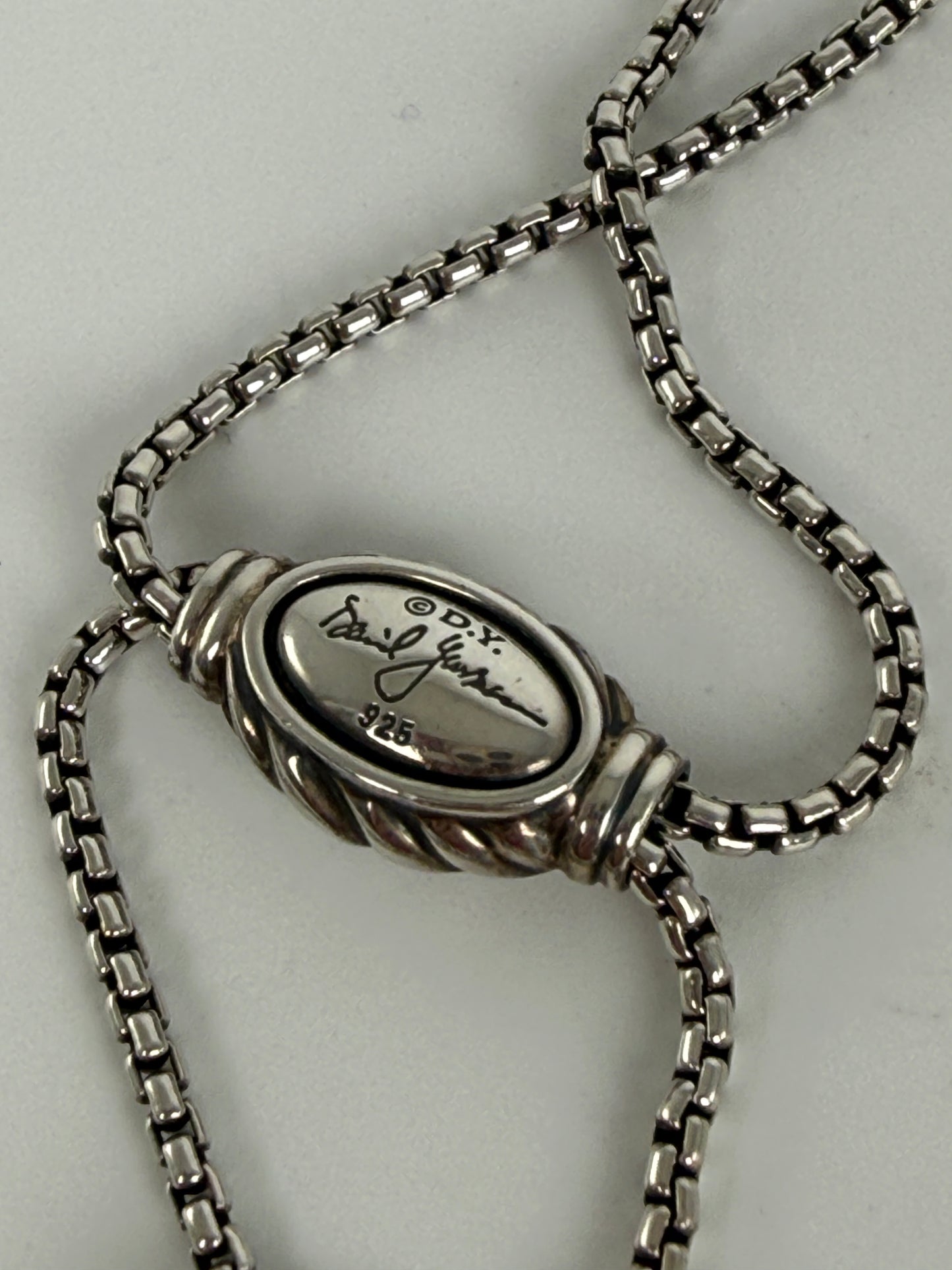 DAVID YURMAN Cable Crossover Two Tone Sterling Silver 14k Yellow Gold Pendant Adjustable Long Necklace
