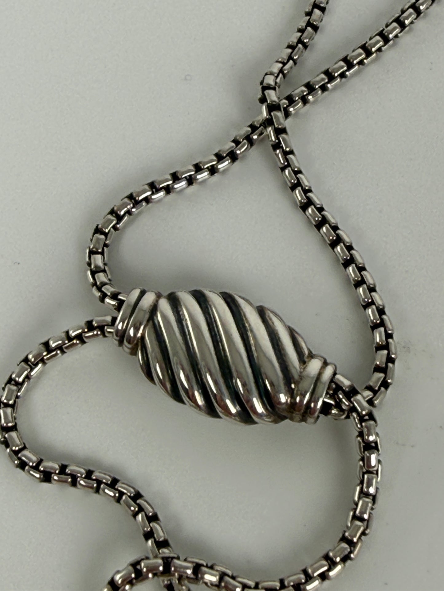 DAVID YURMAN Cable Crossover Two Tone Sterling Silver 14k Yellow Gold Pendant Adjustable Long Necklace