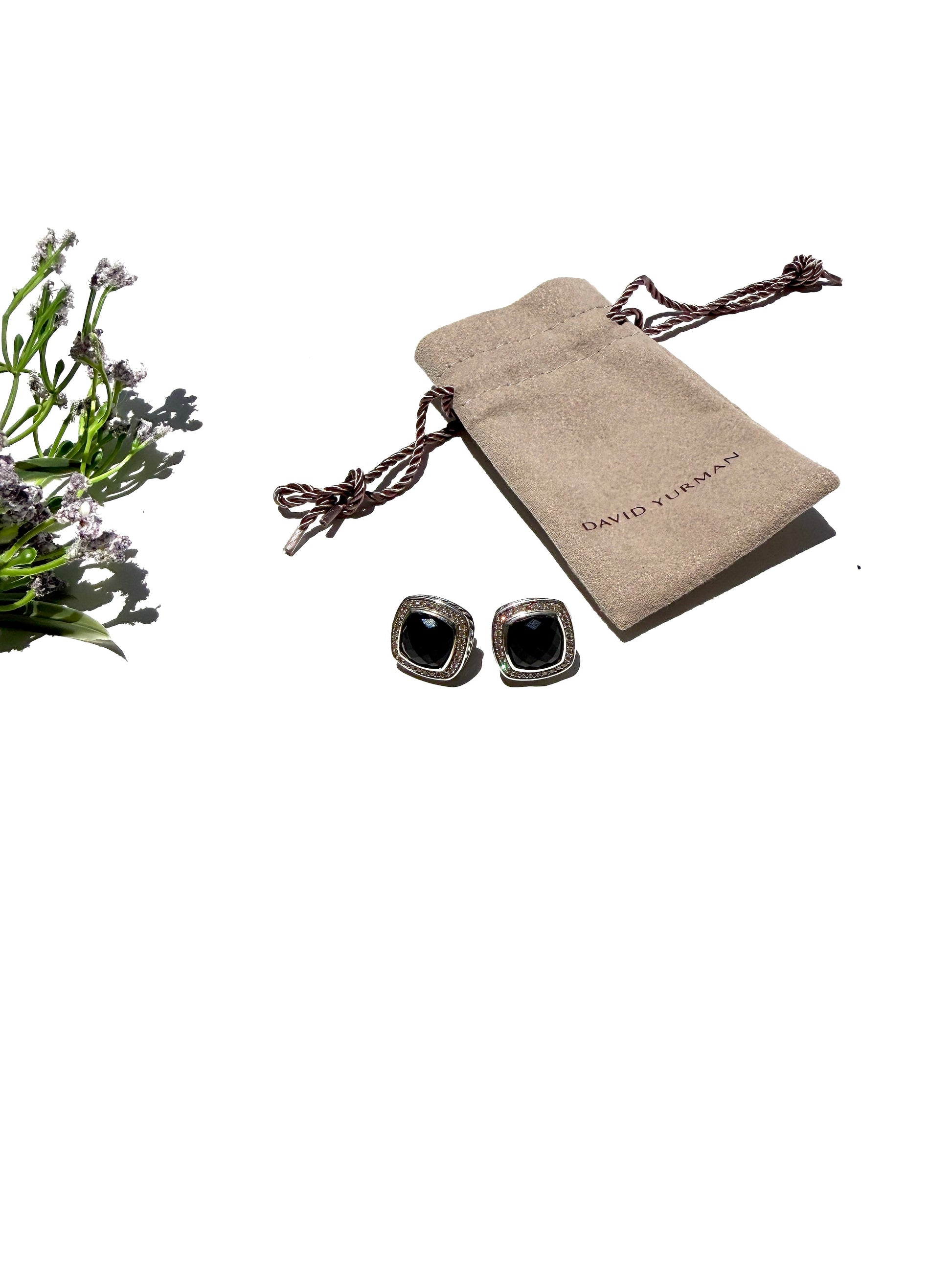 DAVID YURMAN Albion Onyx Diamond Sterling Silver Stud Earrings