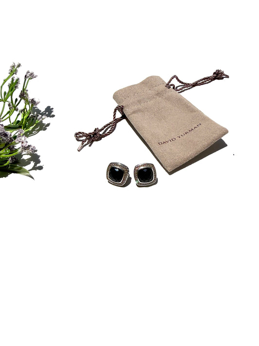 DAVID YURMAN Albion Onyx Diamond Sterling Silver Stud Earrings
