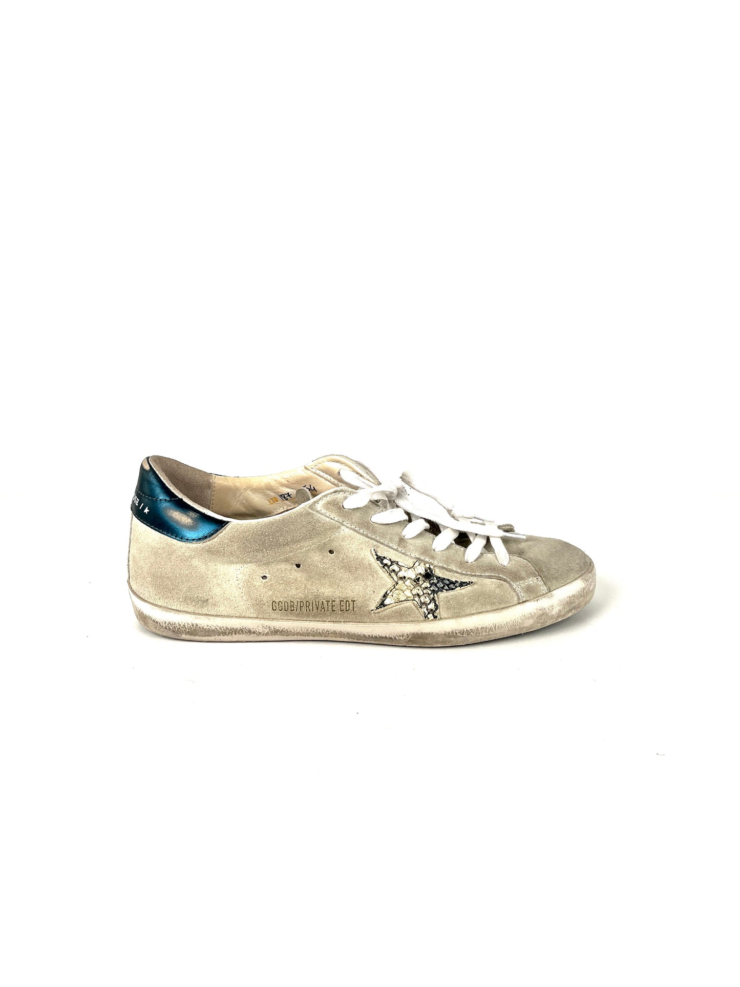 GOLDEN GOOSE Superstar Private Edition Gray Snakeskin Star Sneakers 41