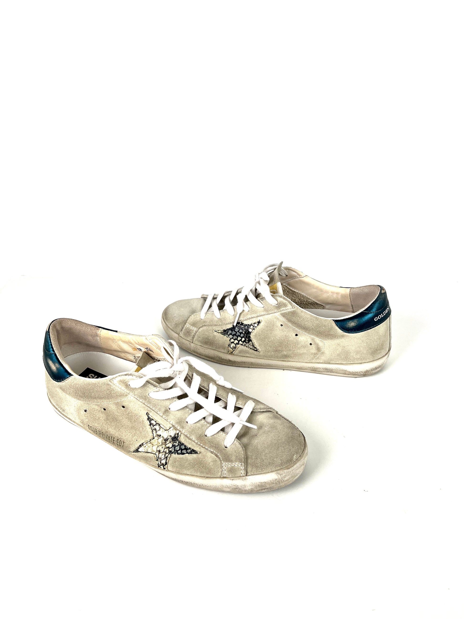 GOLDEN GOOSE Superstar Private Edition Gray Snakeskin Star Sneakers 41