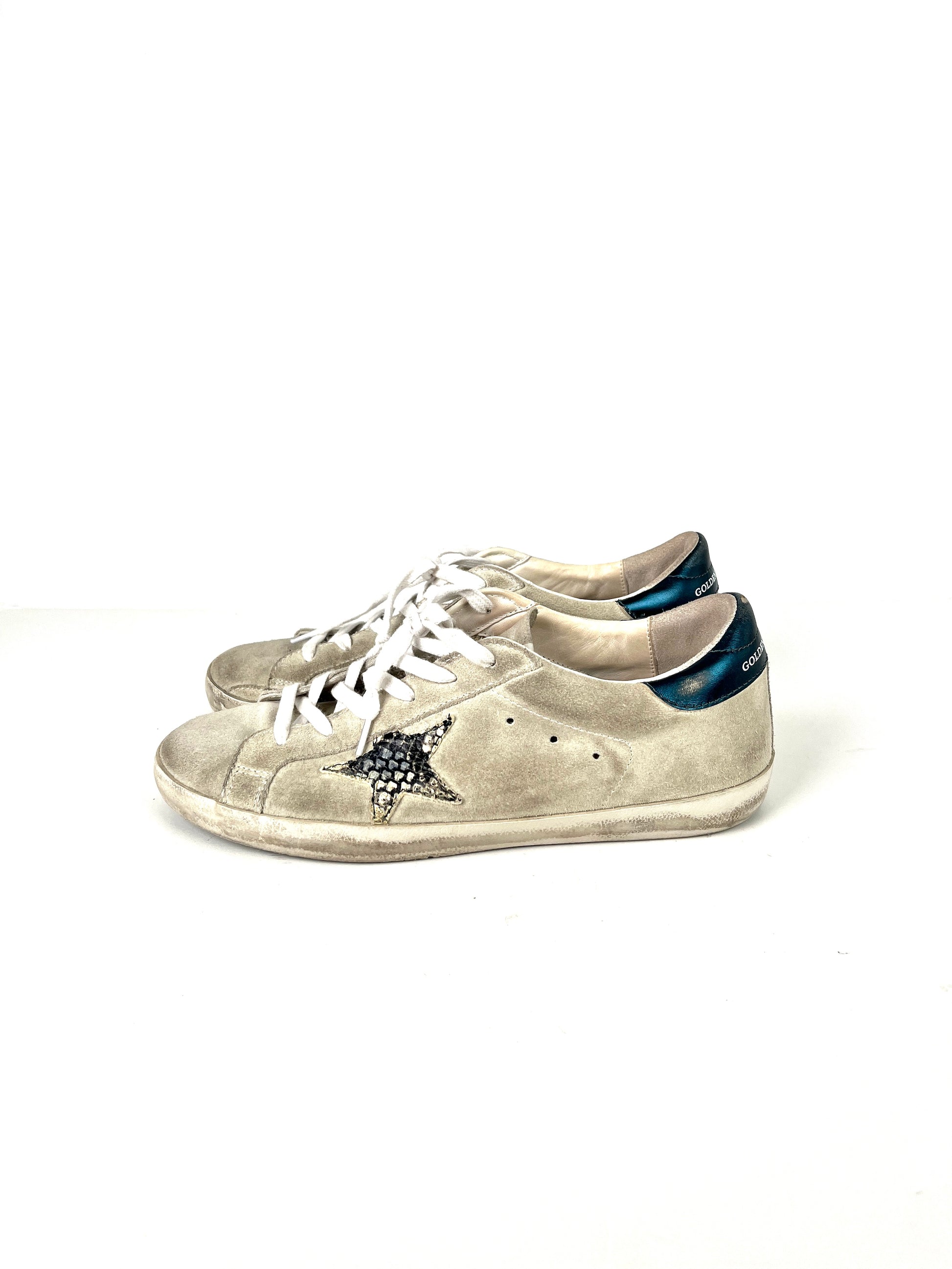 GOLDEN GOOSE Superstar Private Edition Gray Snakeskin Star Sneakers 41