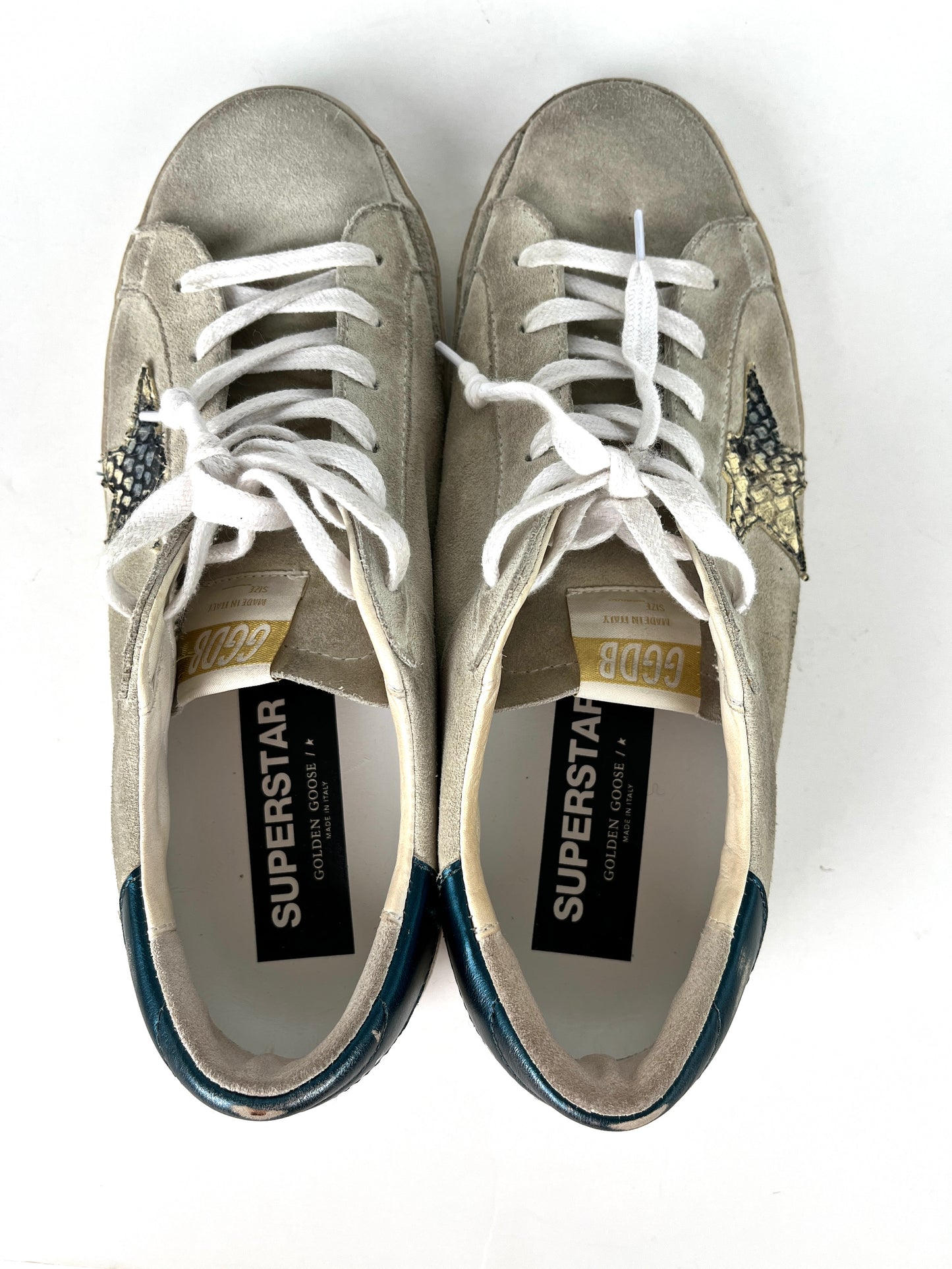 GOLDEN GOOSE Superstar Private Edition Gray Snakeskin Star Sneakers 41