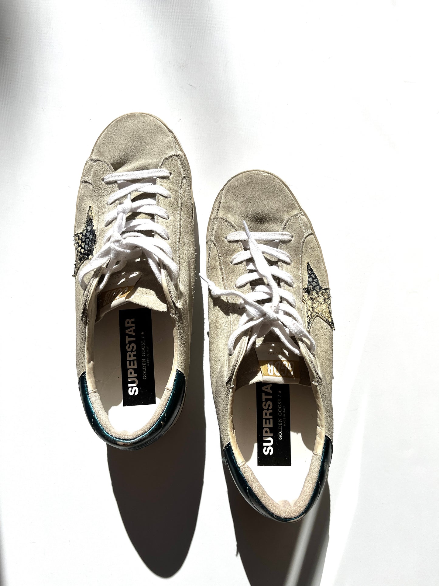 GOLDEN GOOSE Superstar Private Edition Gray Snakeskin Star Sneakers 41