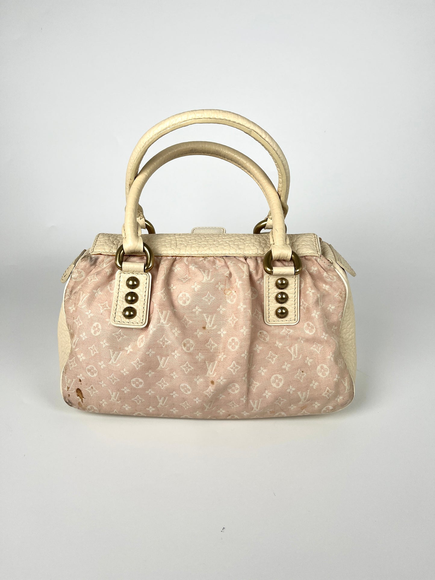 LOUIS VUITTON Monogram Mini Lin Trapeze PM Top Handle Satchel Bag Pink