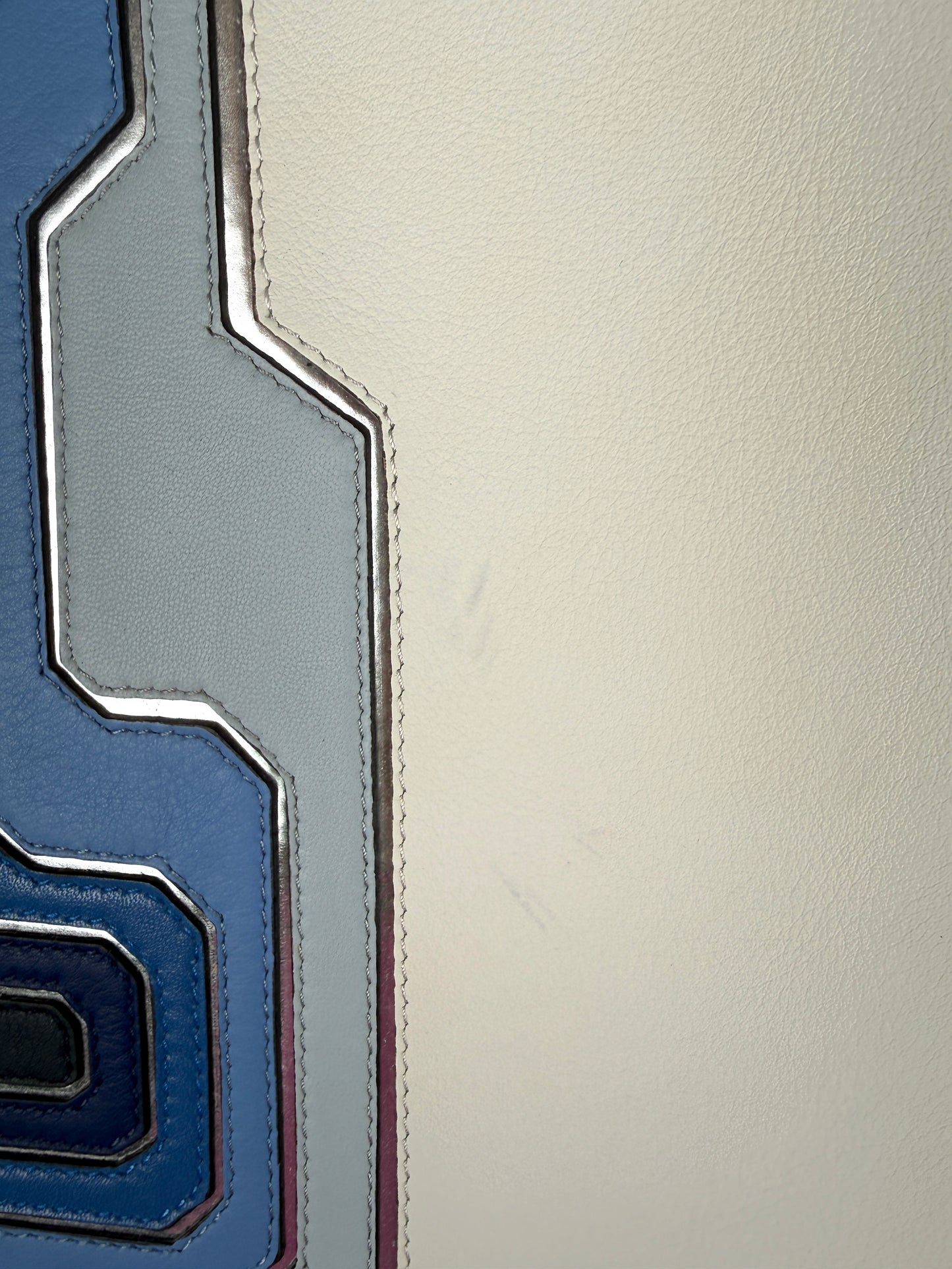 FENDI Vitello 3Jours Circuit Inlay Blue Navy White Large Shopping Tote Bag