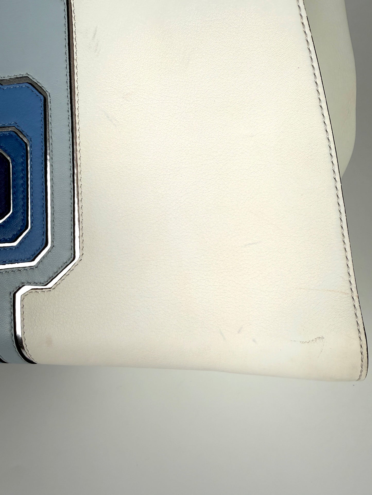FENDI Vitello 3Jours Circuit Inlay Blue Navy White Large Shopping Tote Bag