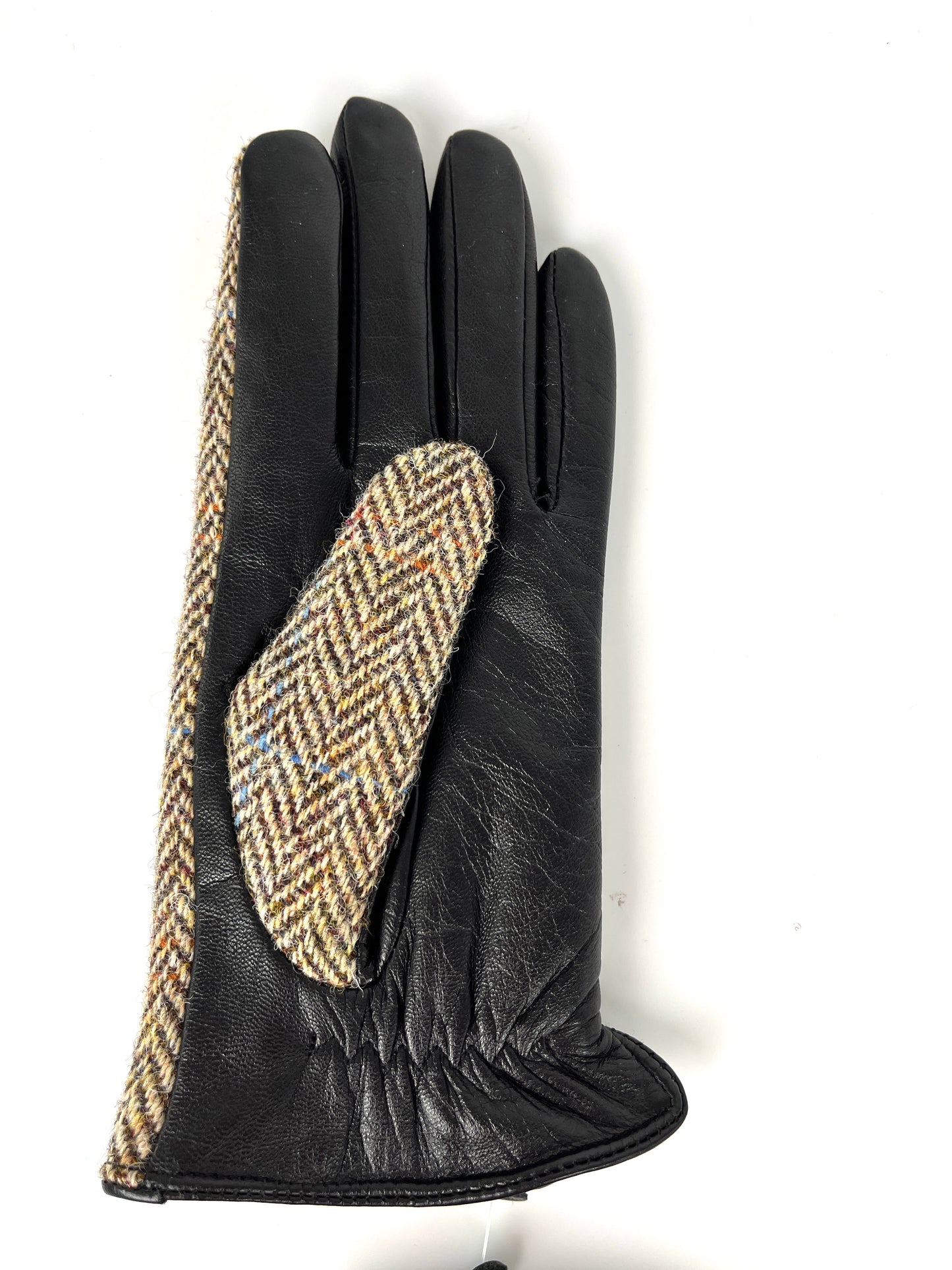 New CHANEL CC Wool Leather Black Beige Gloves M