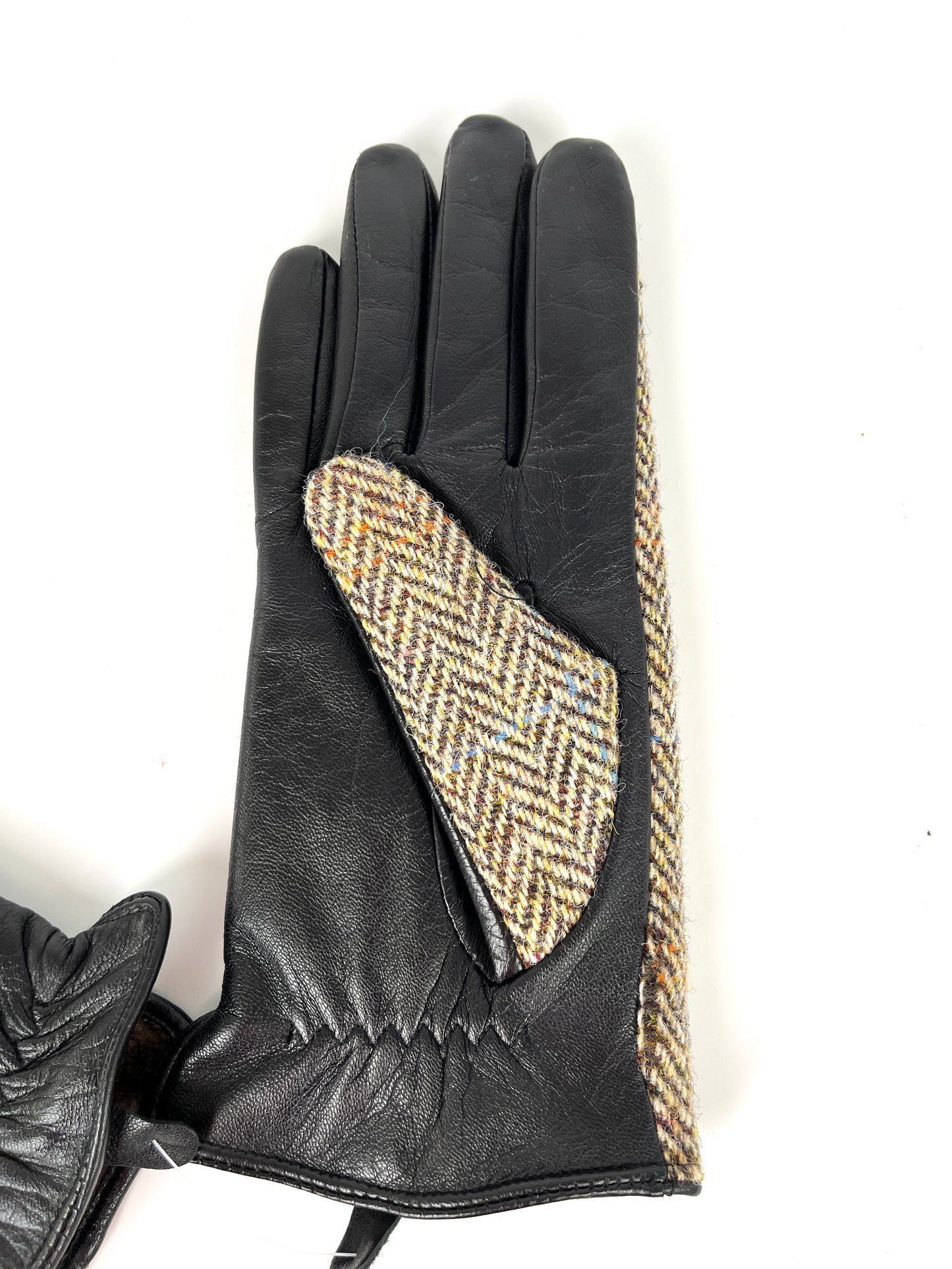 New CHANEL CC Wool Leather Black Beige Gloves M