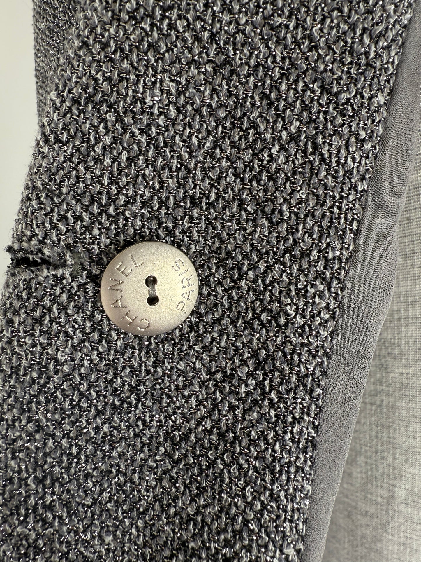 CHANEL Collared Runaway 2020 Black Gray Silver Long Tweed Coat Jacket 40 8
