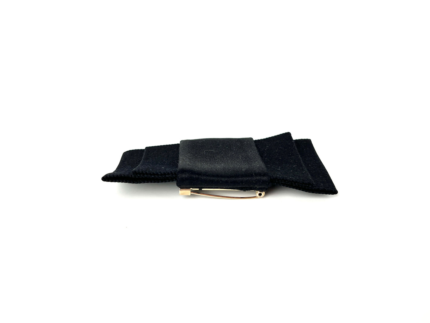 CHANEL Bow Black Satin Silk Brooch Pin