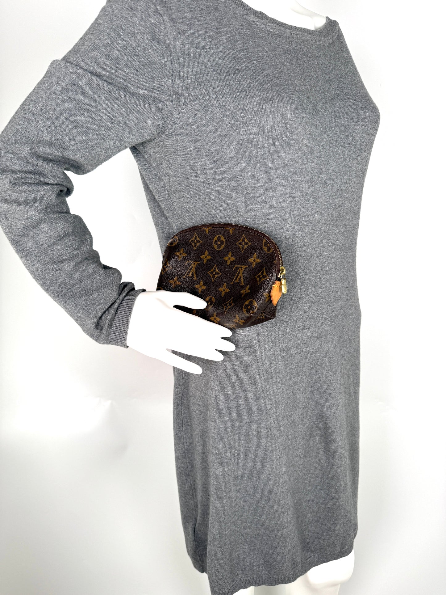 LOUIS VUITTON Brown Monogram Cosmetic Zip Pouch