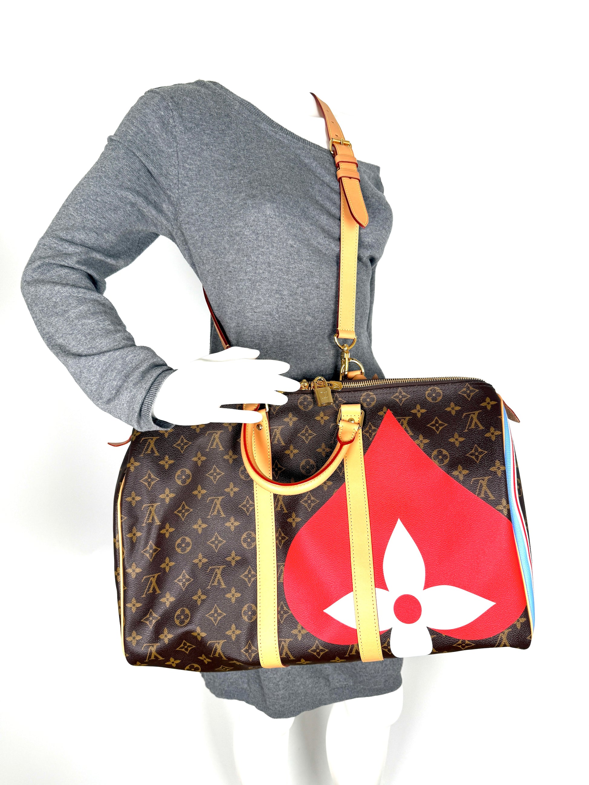 Louis Vuitton Game on Keepall 45 Bandouliere Monogram Duffle Weekender Travel Bag 