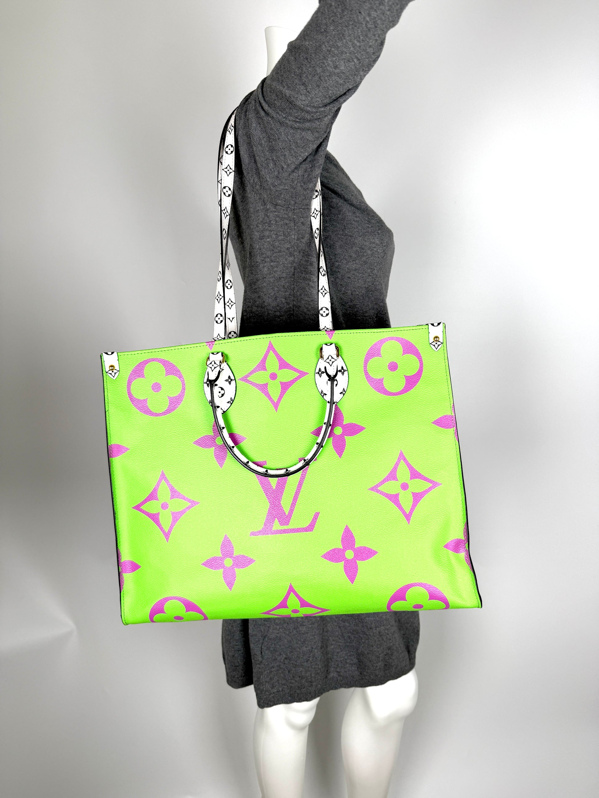 Louis Vuitton Pink Lilac Green Monogram Giant OnTheGo Multicolor Tote Bag 