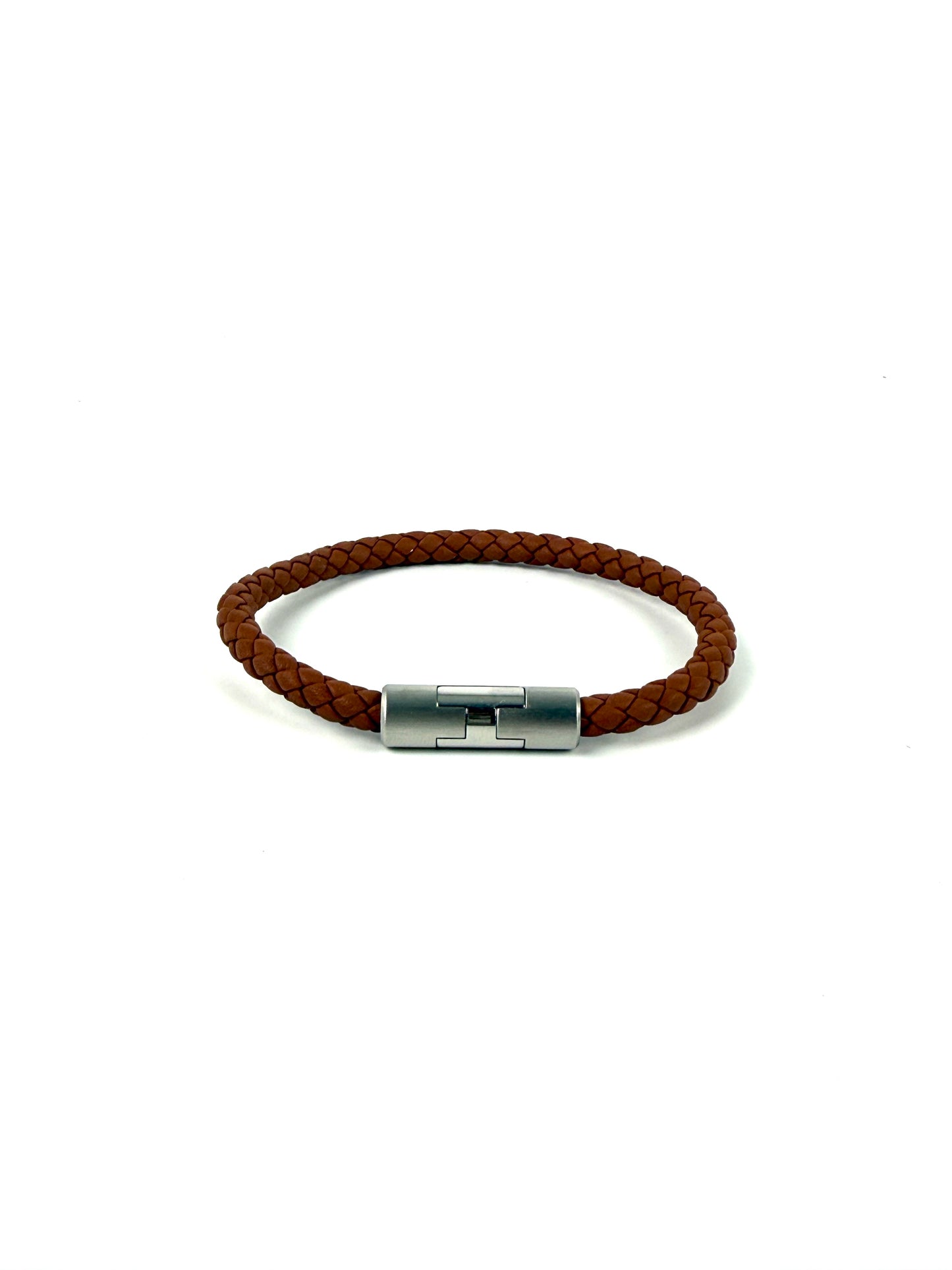 HERMES Puzzle H Gold Braided Leather Bracelet T4