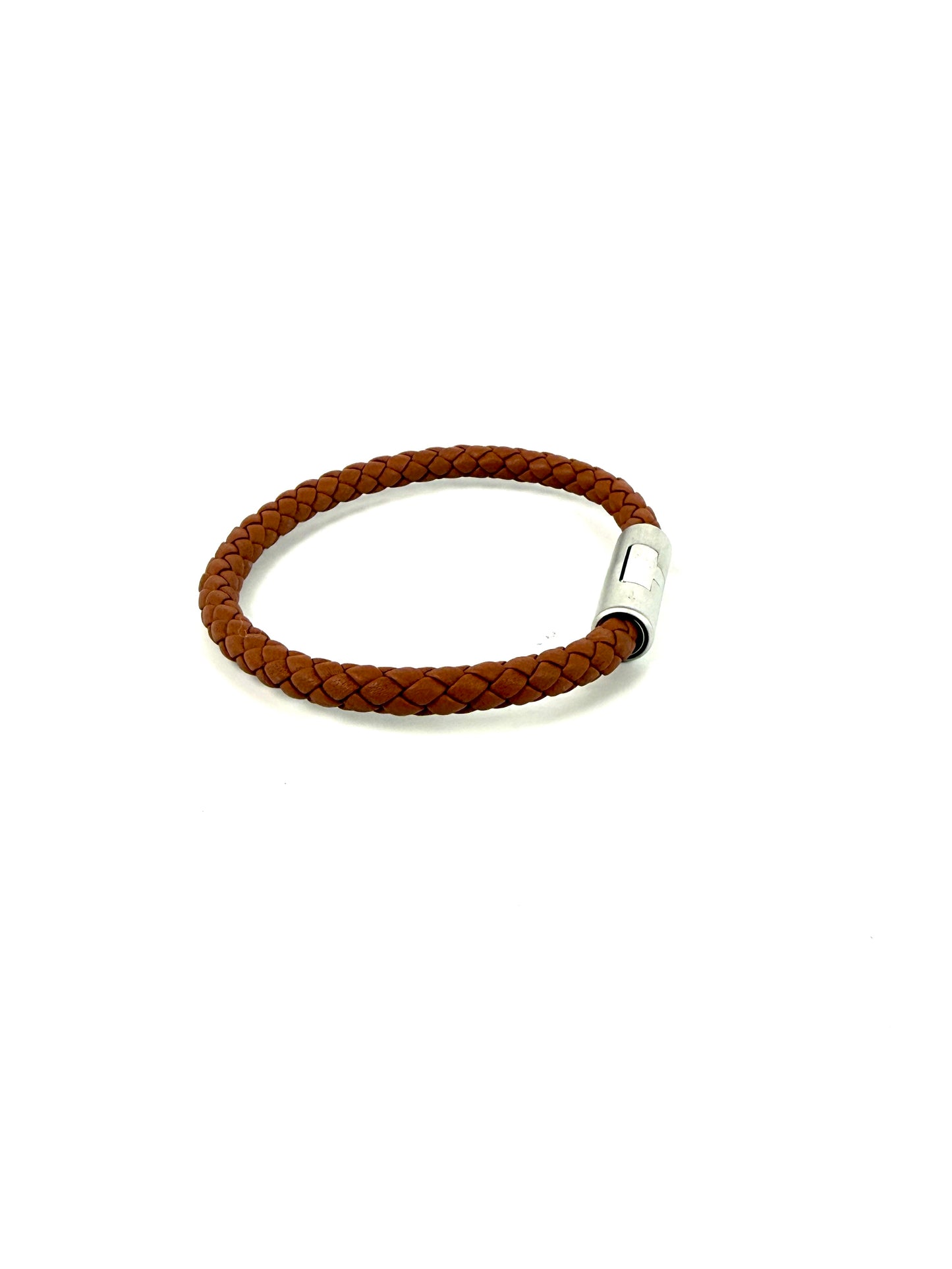 HERMES Puzzle H Gold Braided Leather Bracelet T4