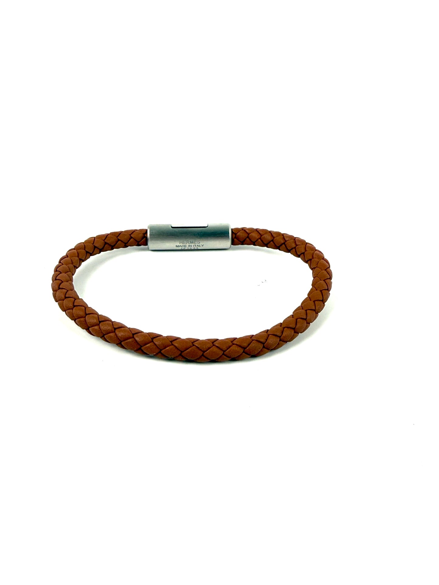 HERMES Puzzle H Gold Braided Leather Bracelet T4
