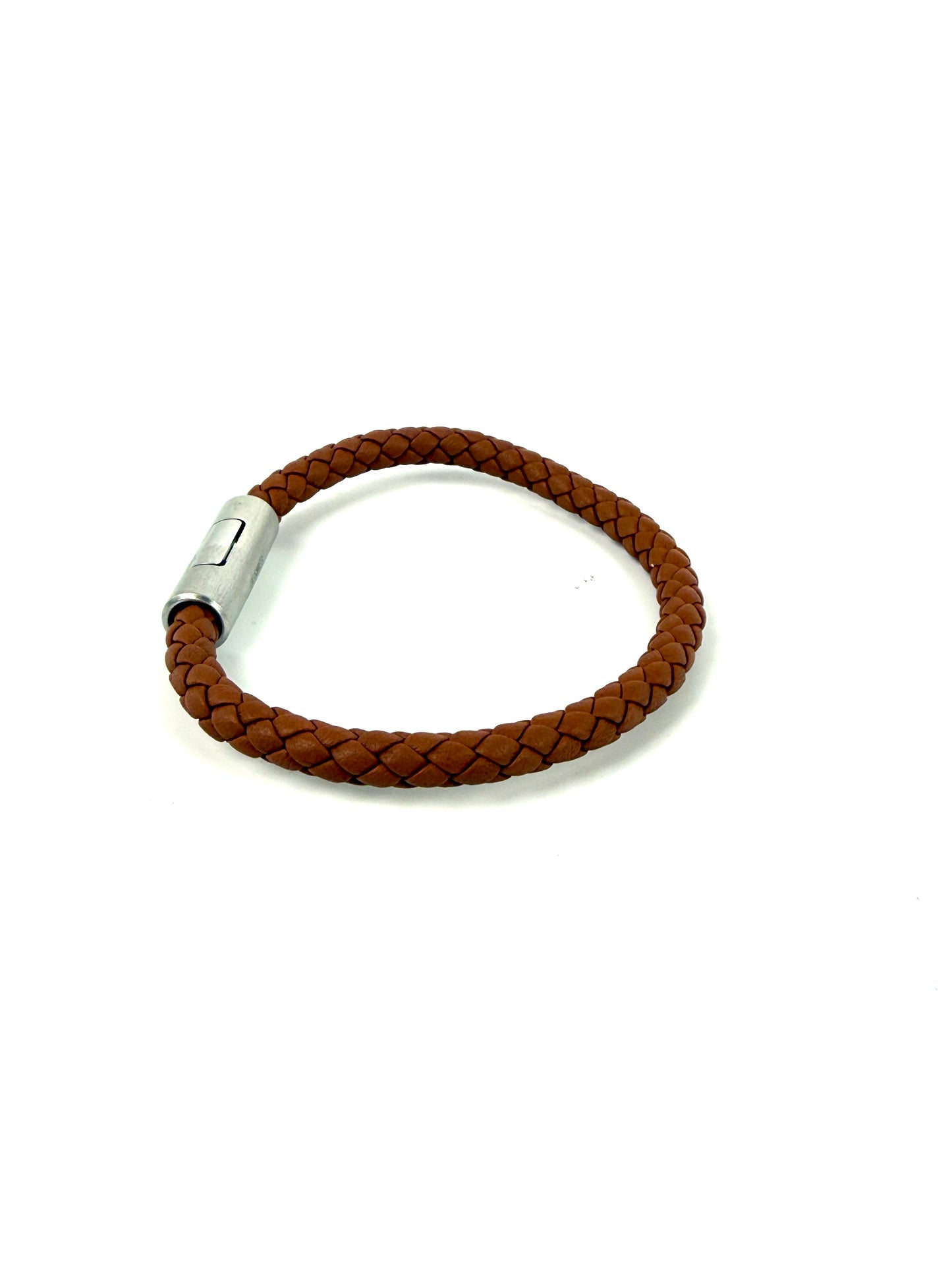 HERMES Puzzle H Gold Braided Leather Bracelet T4