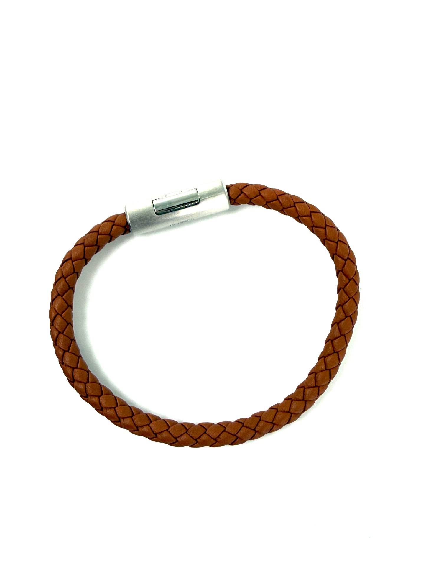 HERMES Puzzle H Gold Braided Leather Bracelet T4