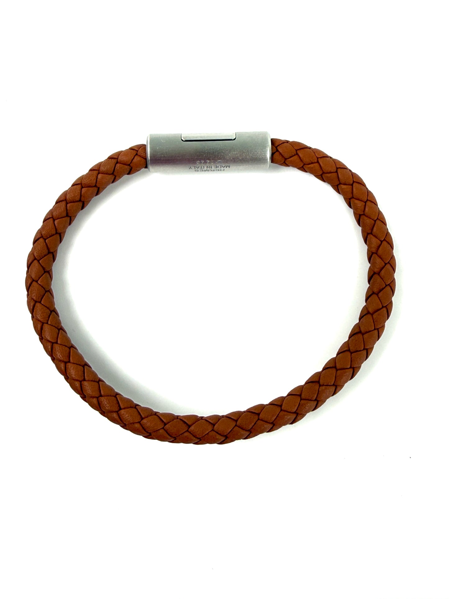 HERMES Puzzle H Gold Braided Leather Bracelet T4