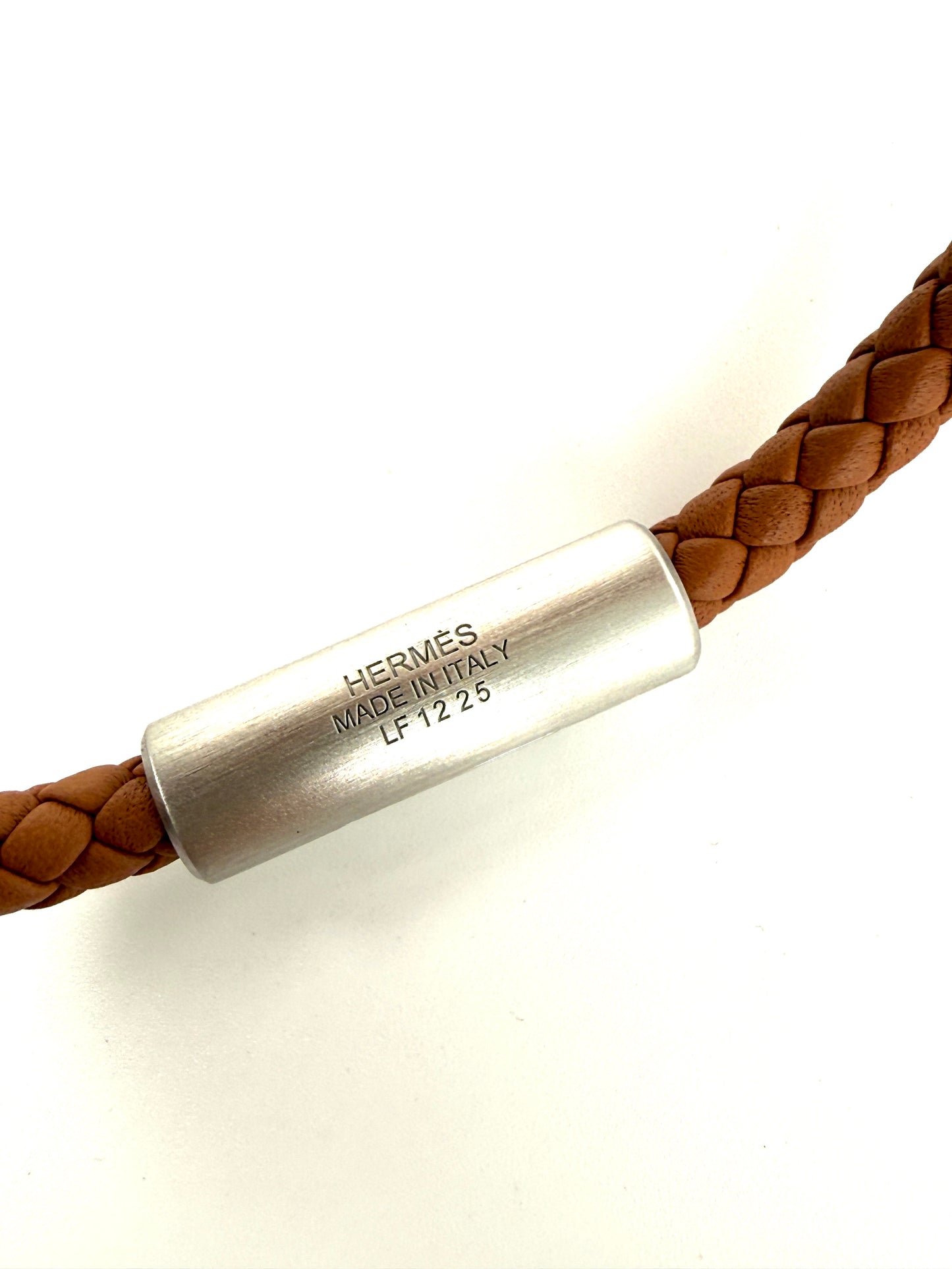 HERMES Puzzle H Gold Braided Leather Bracelet T4