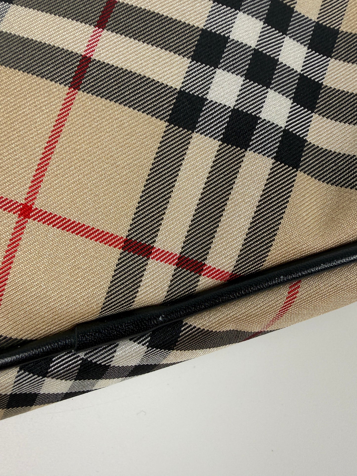 BURBERRY Blue label Nova Check Canvas Top Handle Pouch Case Bag