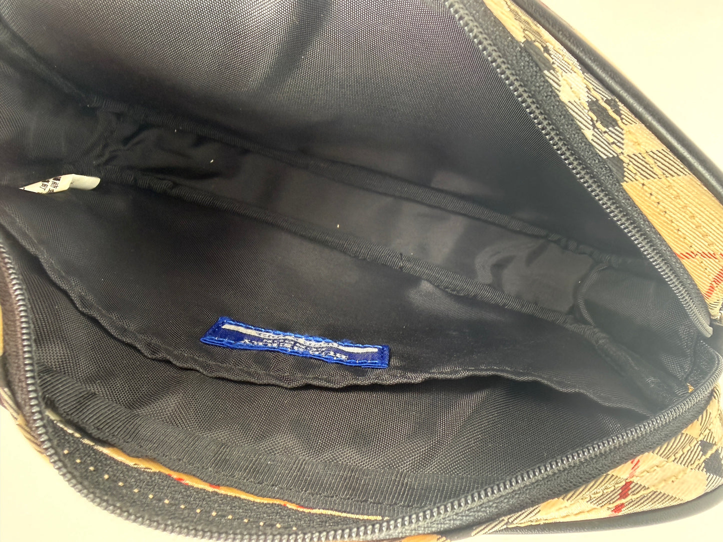 BURBERRY Blue label Nova Check Canvas Top Handle Pouch Case Bag