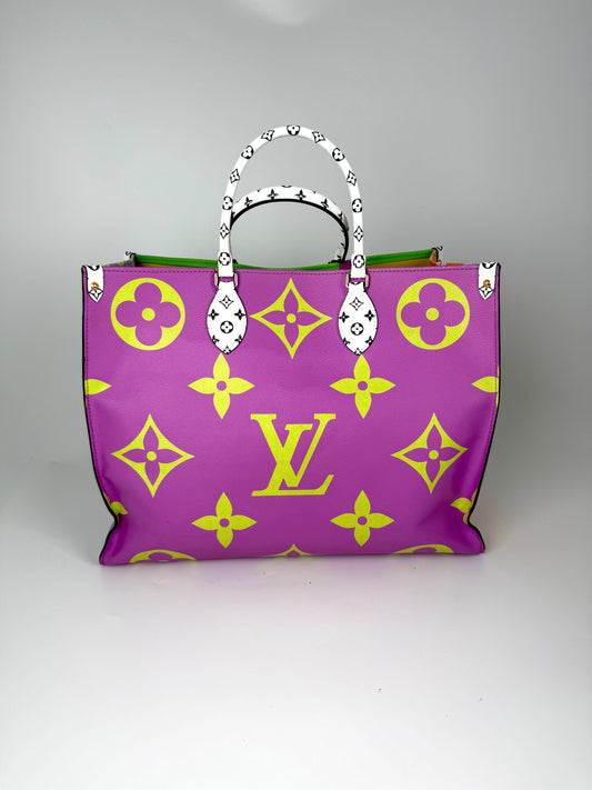 Louis Vuitton Pink Lilac Green Monogram Giant OnTheGo Multicolor Tote Bag 
