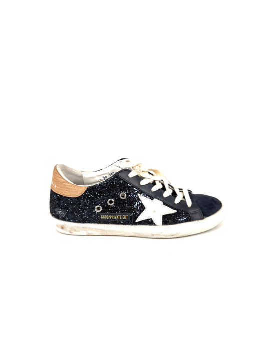 Golden Goose Superstar Low top Navy Glitter Beige Sneakers 38