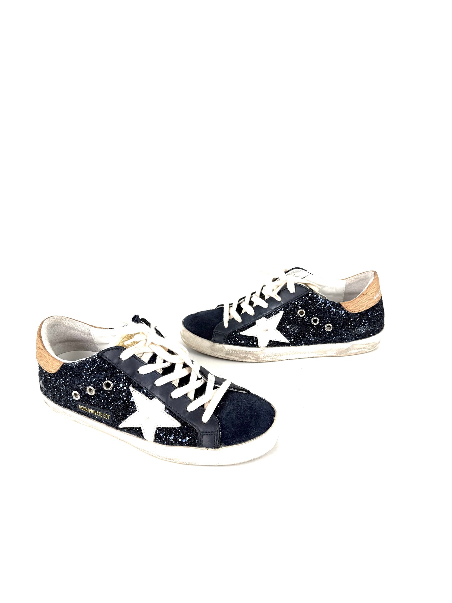 Golden Goose Superstar Low top Navy Glitter Beige Sneakers 38