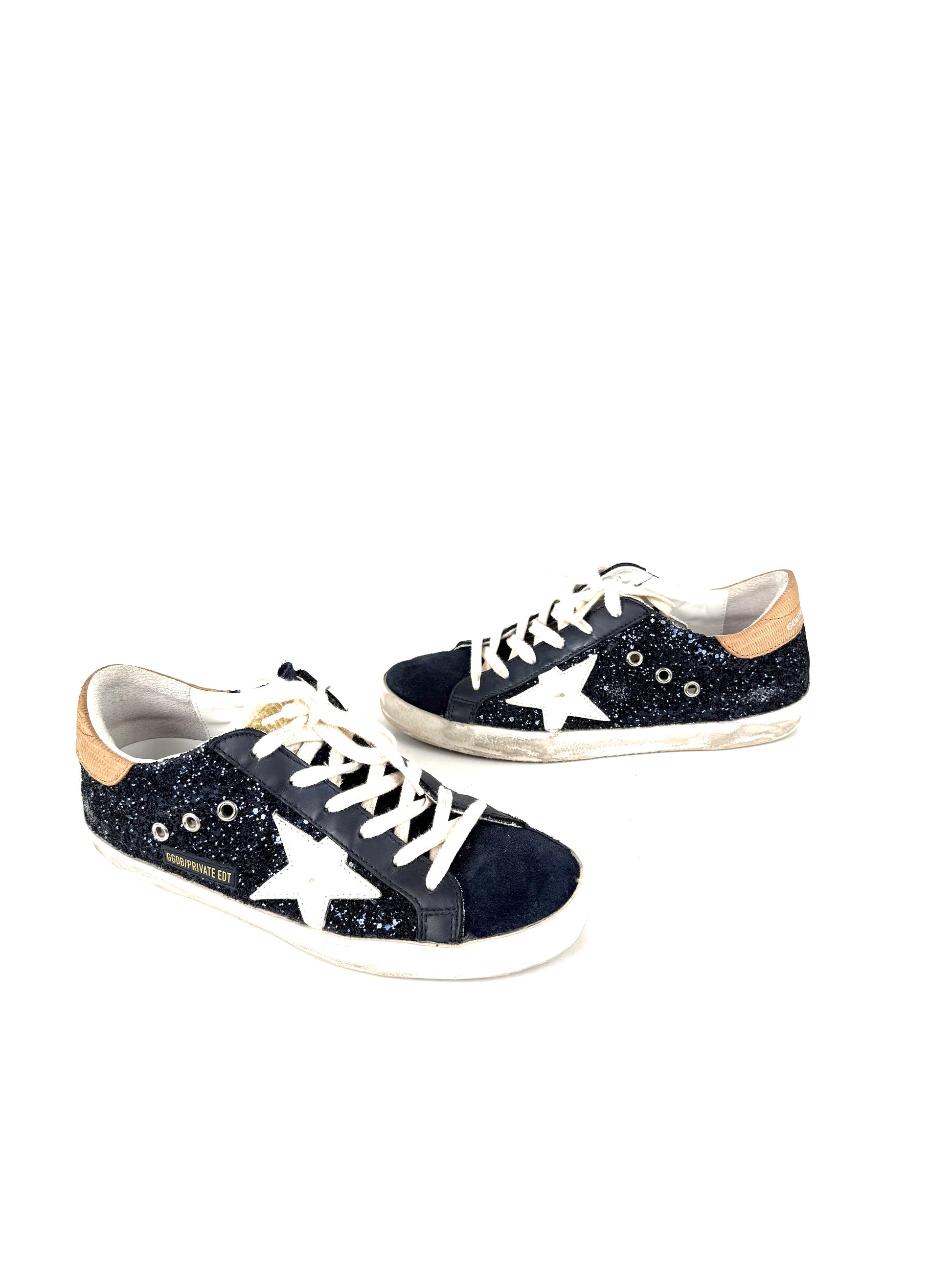 Golden Goose Superstar Low top Navy Glitter Beige Sneakers 38