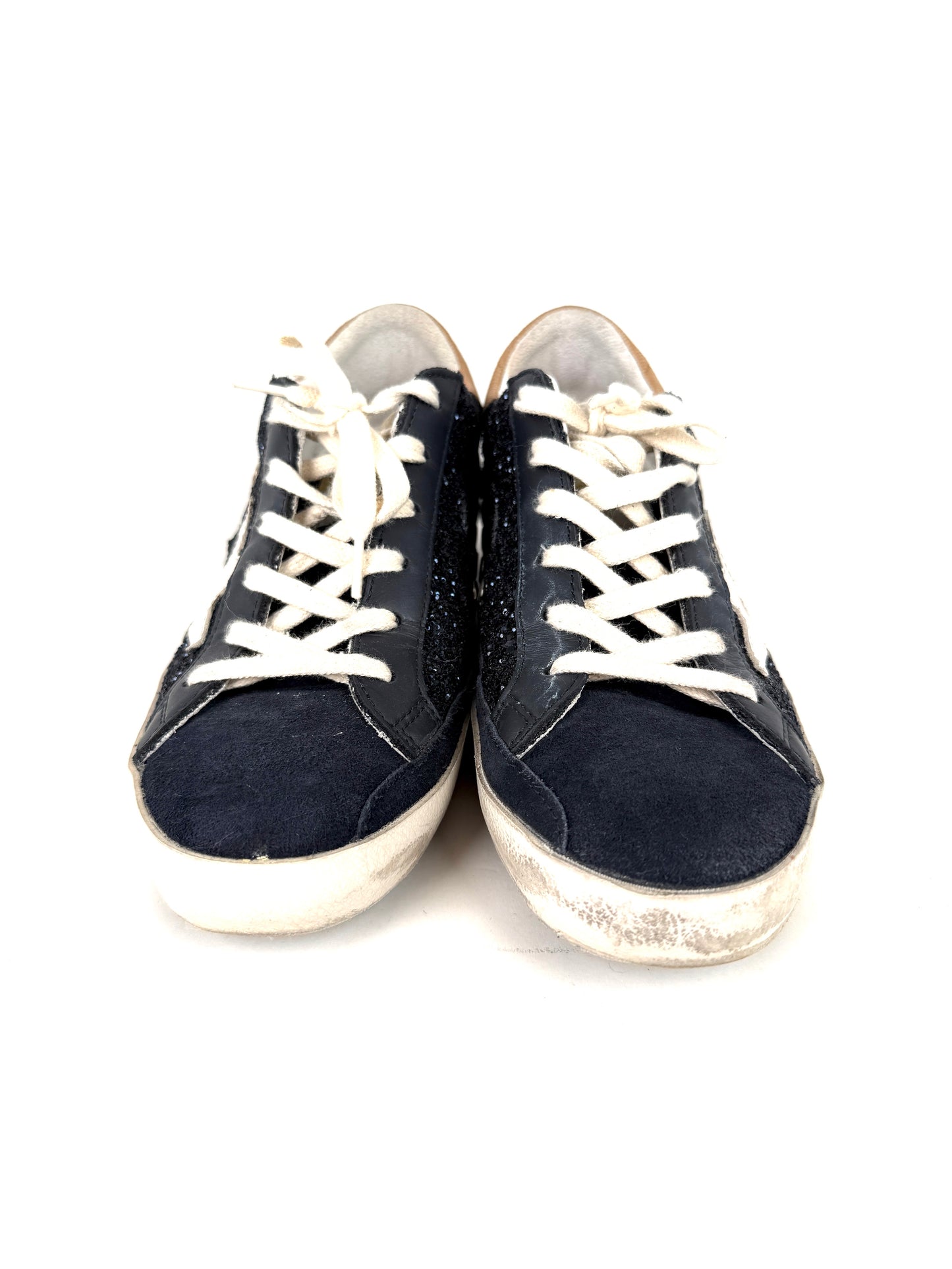 Golden Goose Superstar Low top Navy Glitter Beige Sneakers 38