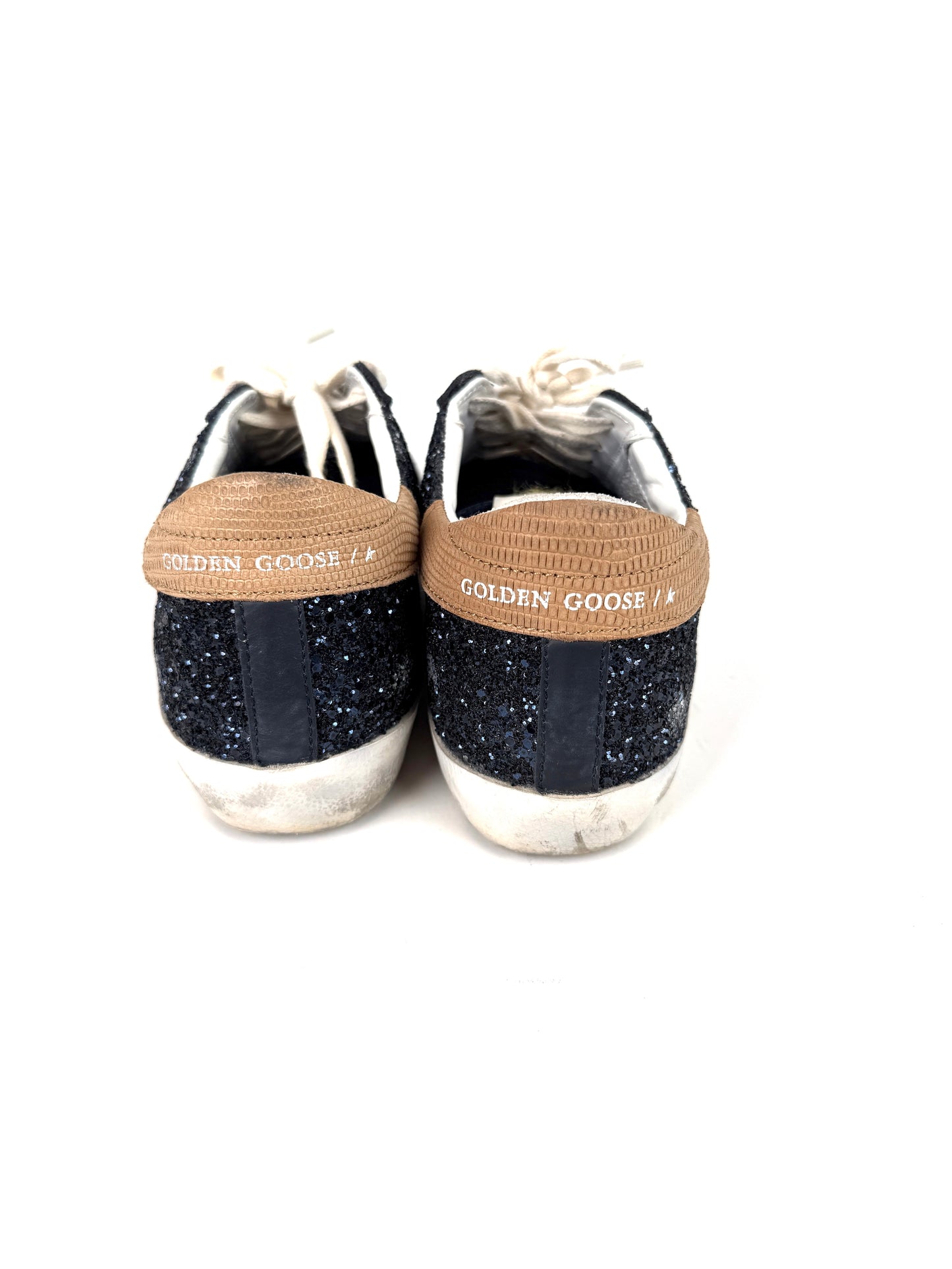 Golden Goose Superstar Low top Navy Glitter Beige Sneakers 38