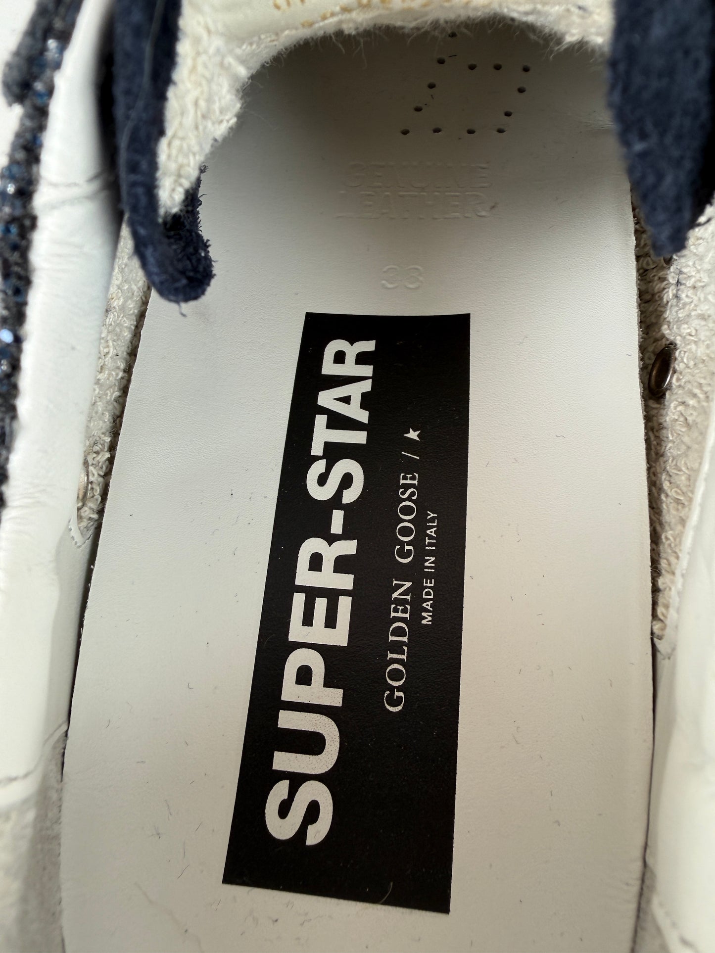 Golden Goose Superstar Low top Navy Glitter Beige Sneakers 38