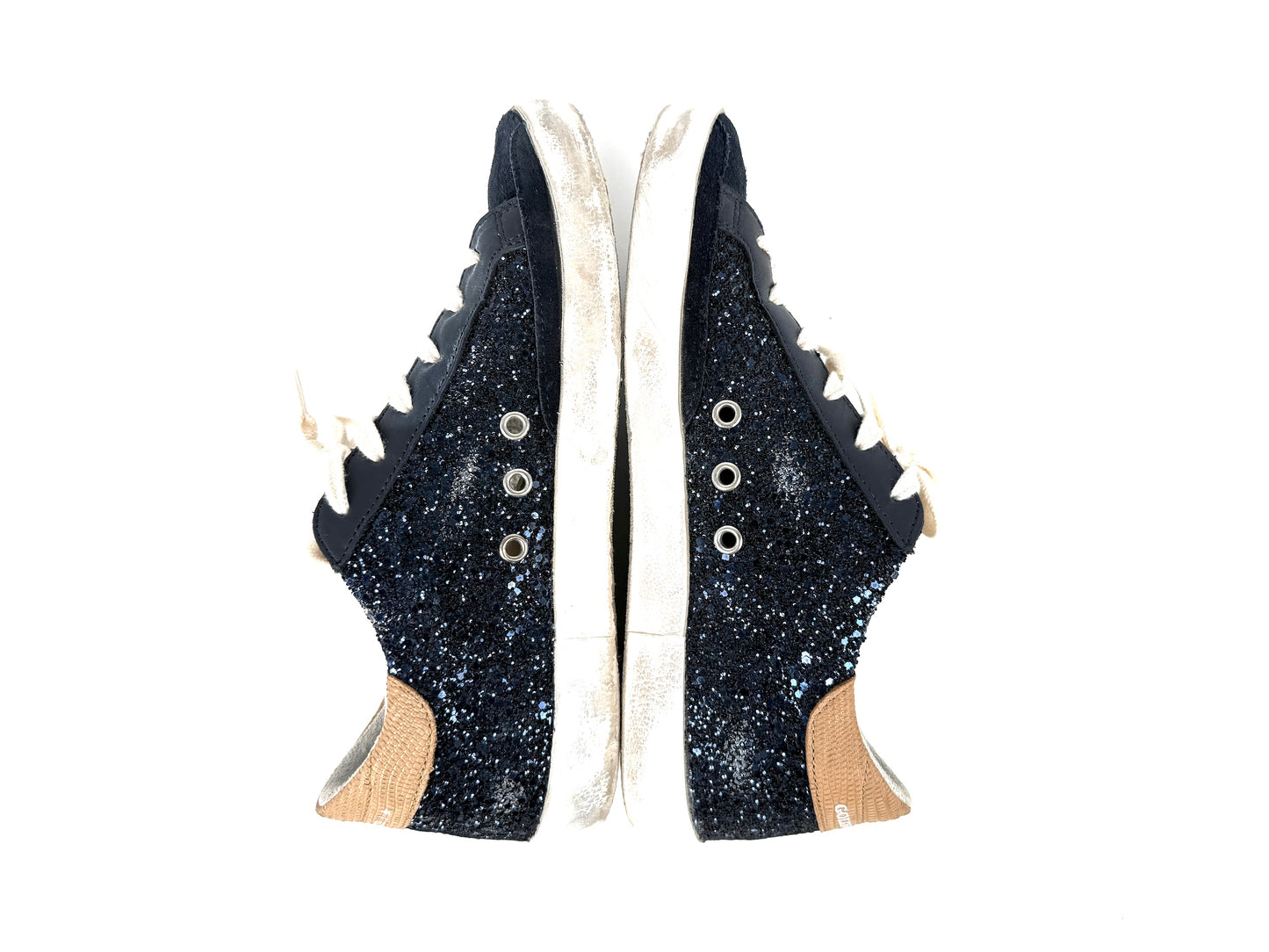 Golden Goose Superstar Low top Navy Glitter Beige Sneakers 38