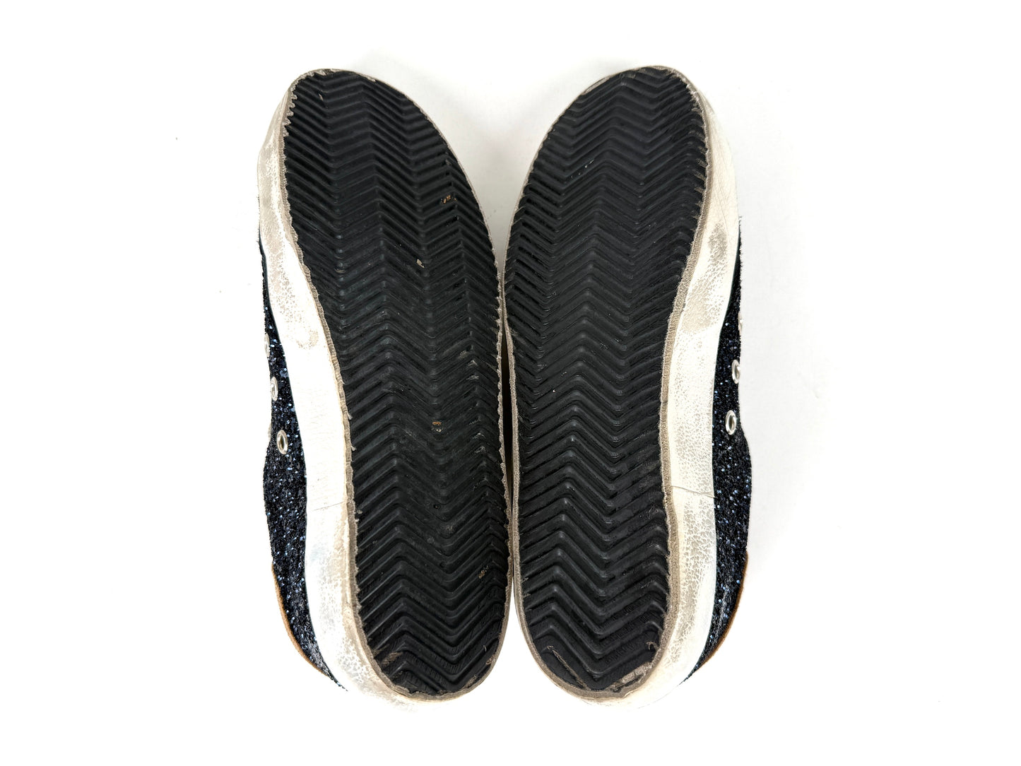 Golden Goose Superstar Low top Navy Glitter Beige Sneakers 38