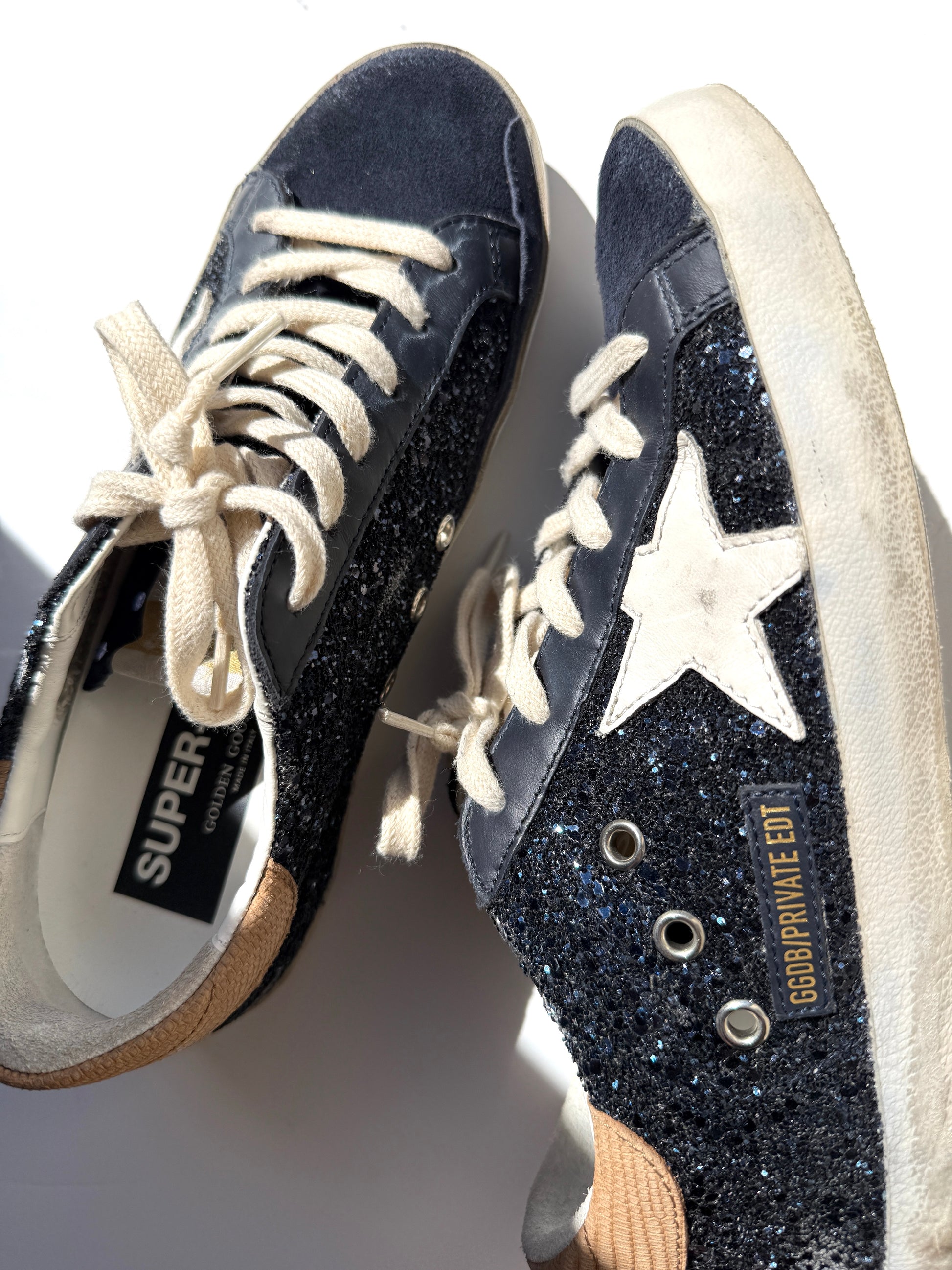Golden Goose Superstar Low top Navy Glitter Beige Sneakers 38