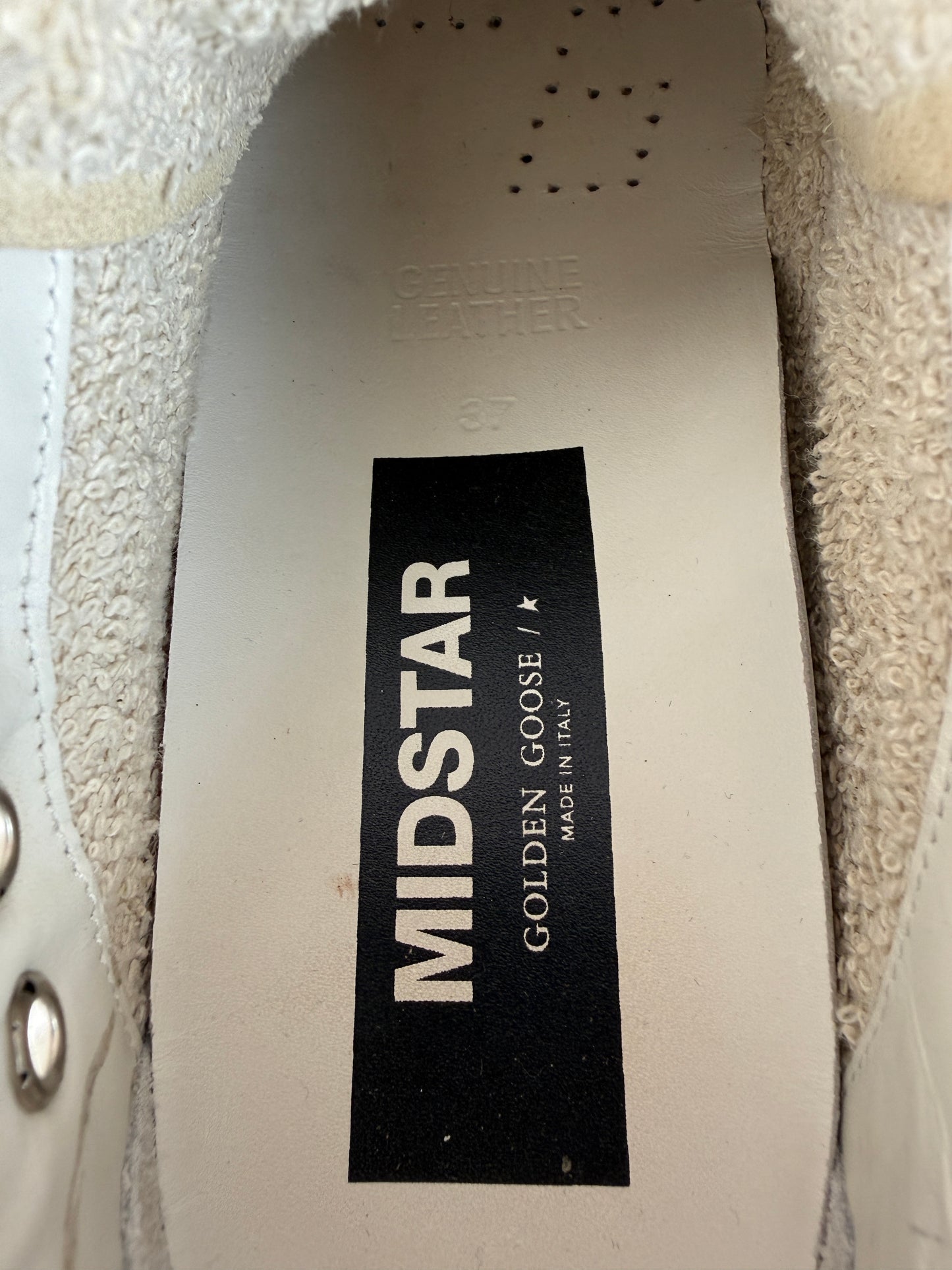 Golden Goose Midstar High Top Black Rose Gold Glitter Sneakers 37
