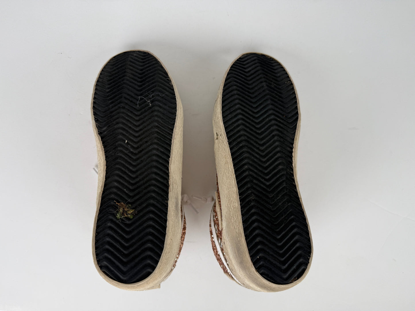 Golden Goose Midstar High Top Black Rose Gold Glitter Sneakers 37